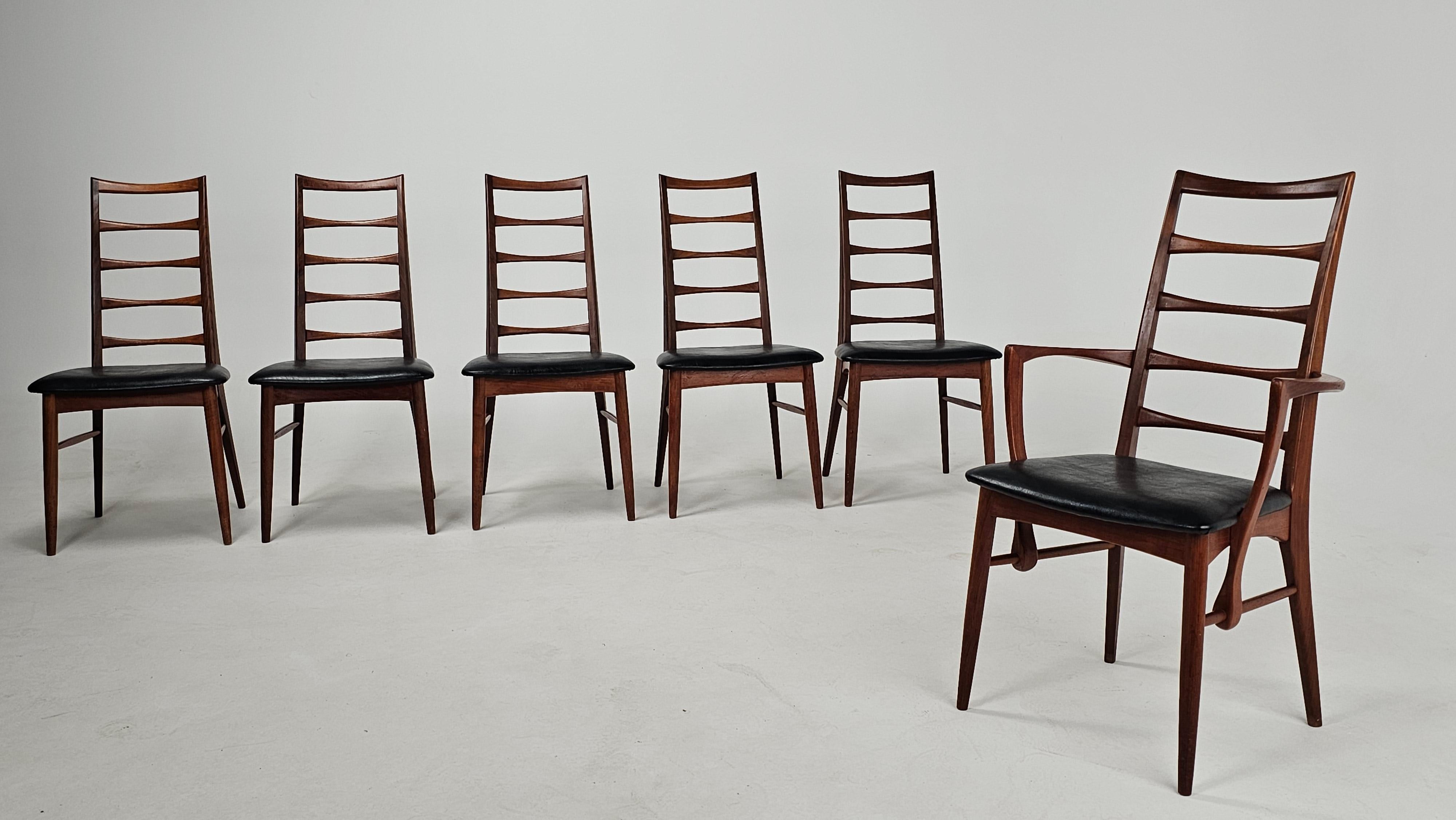 Mid-20th Century Teak Lis Chairs by Niels Koefoed for Koefoeds Hornslet, 1960s, Set of 6