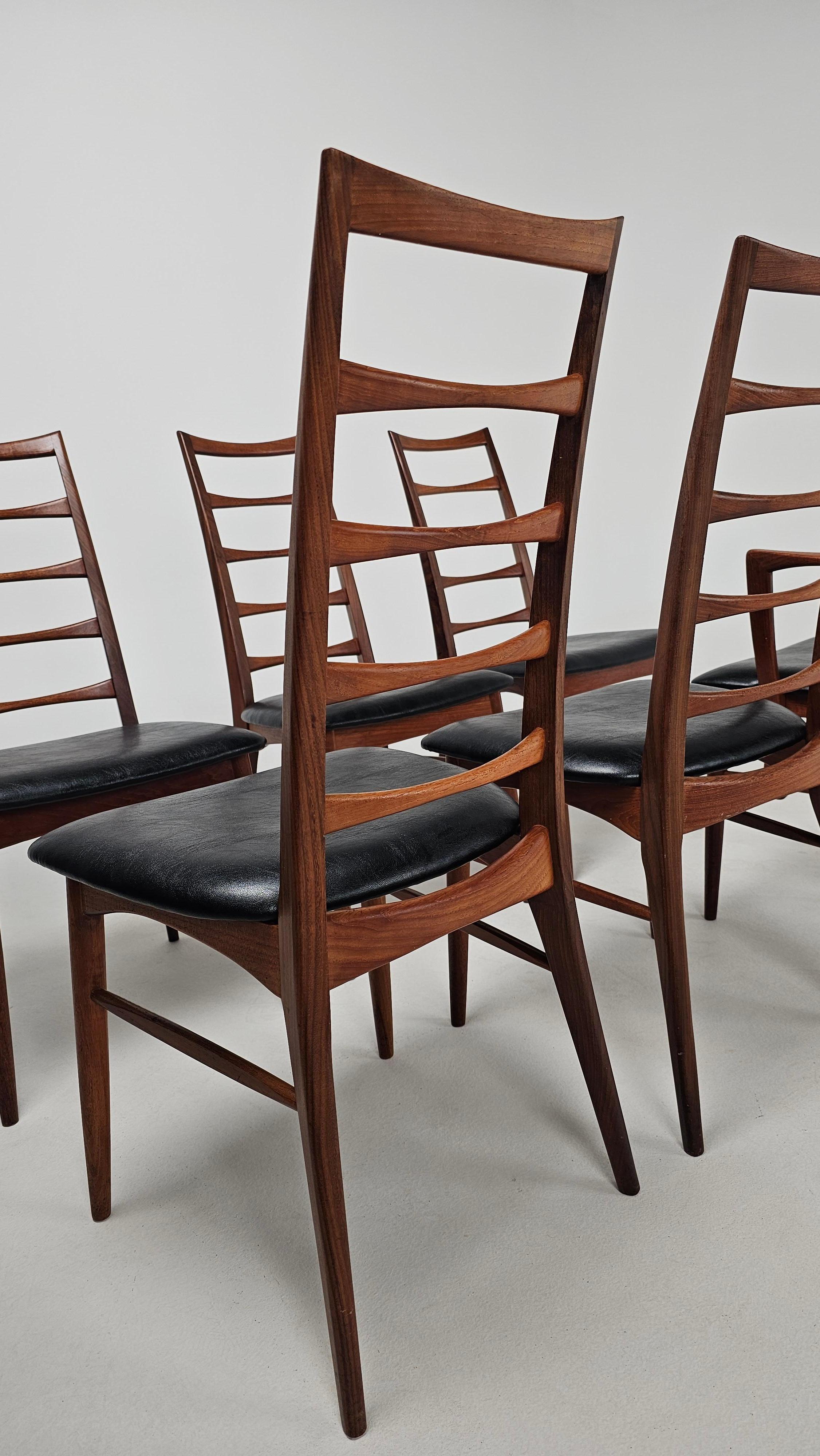 Teak Lis Chairs by Niels Koefoed for Koefoeds Hornslet, 1960s, Set of 6 1