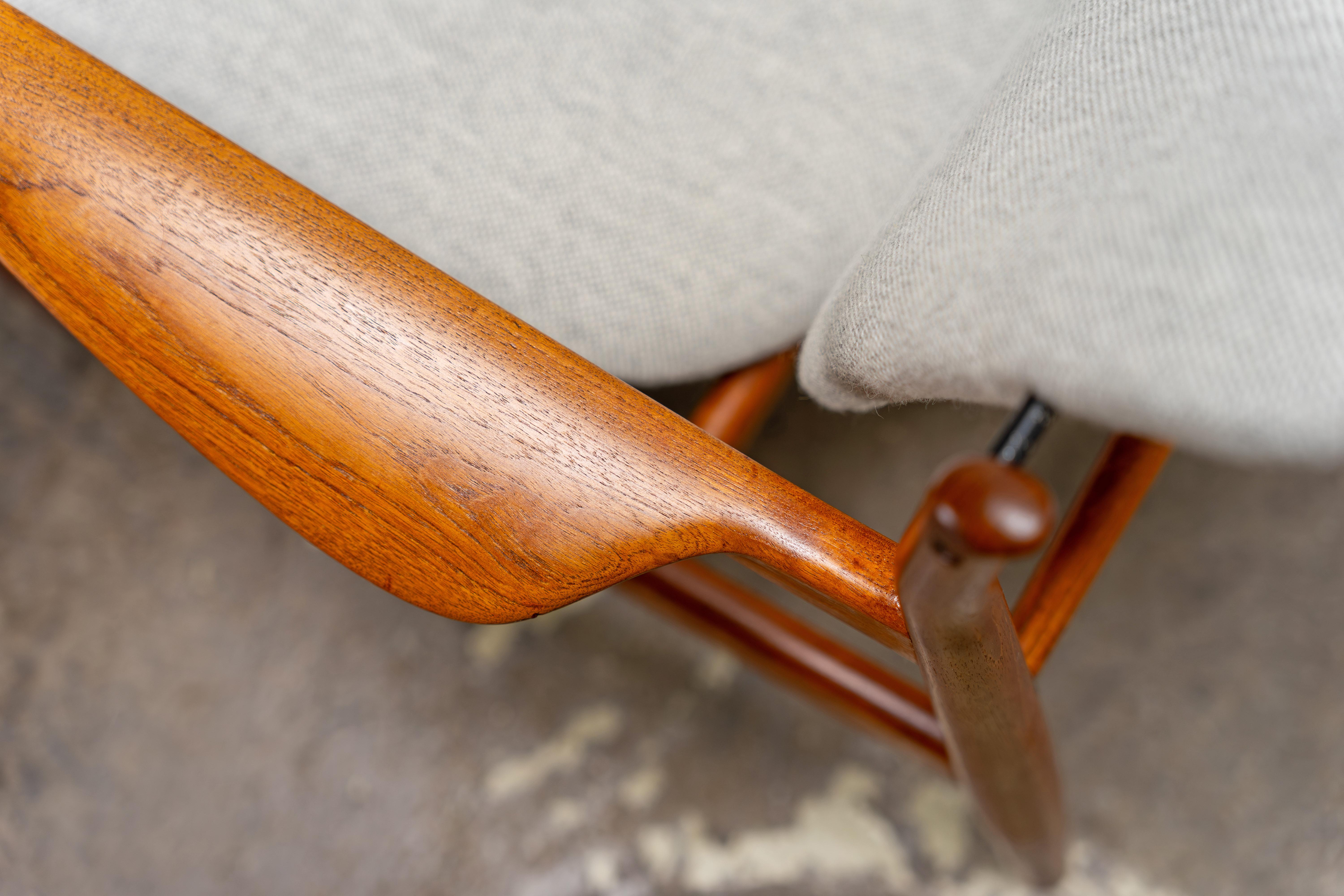 Chaise longue en teck 136 par Finn Juhl pour France & Daverkosen, Danemark années 1950 en vente 3