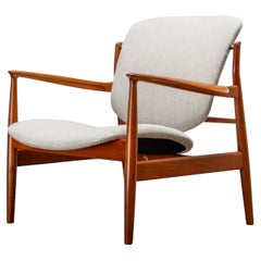 Chaise longue en teck 136 par Finn Juhl pour France & Daverkosen, Danemark années 1950