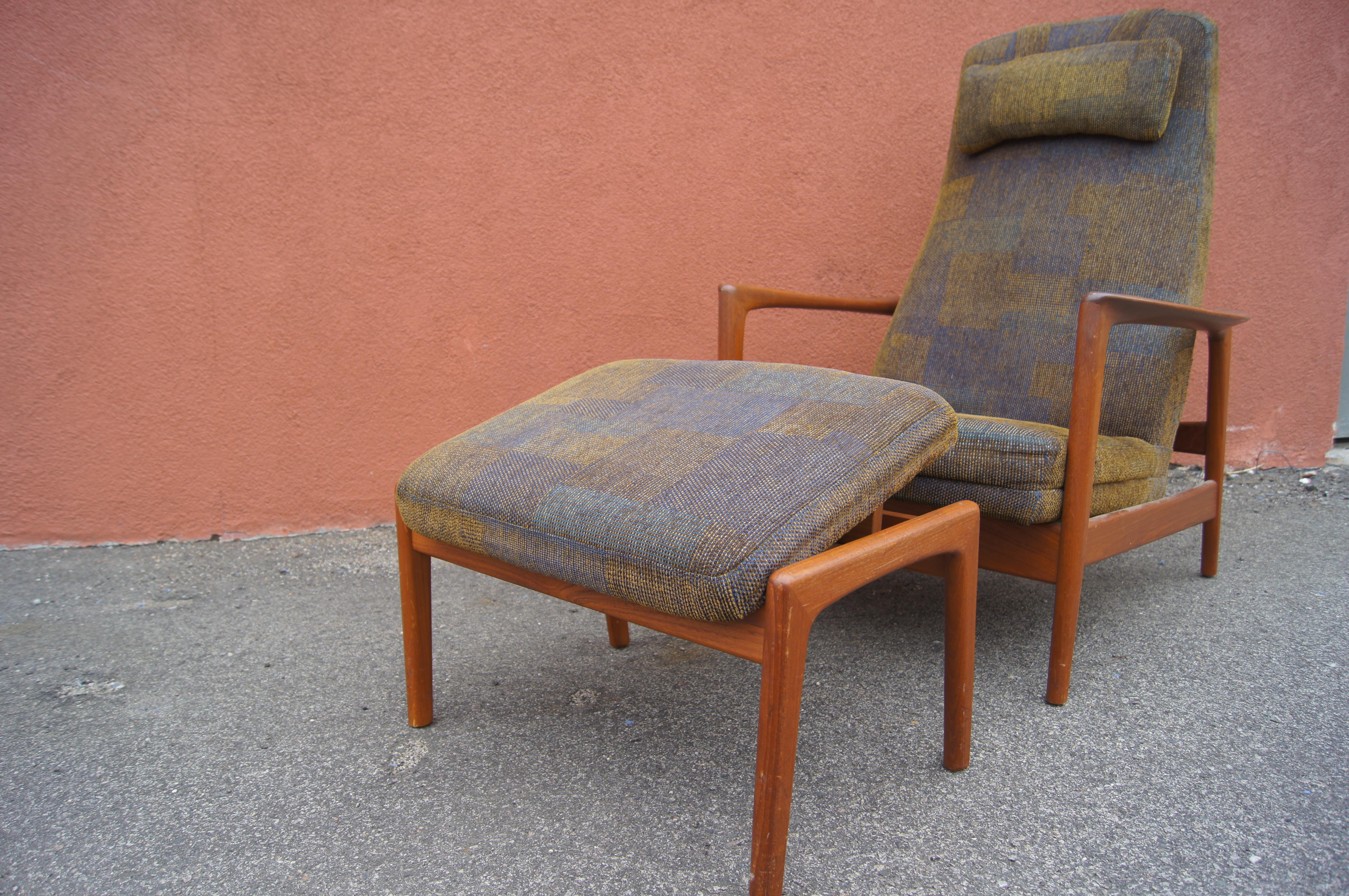 Swedish Teak Lounge Chair and Ottoman by Folke Ohlsson for DUX