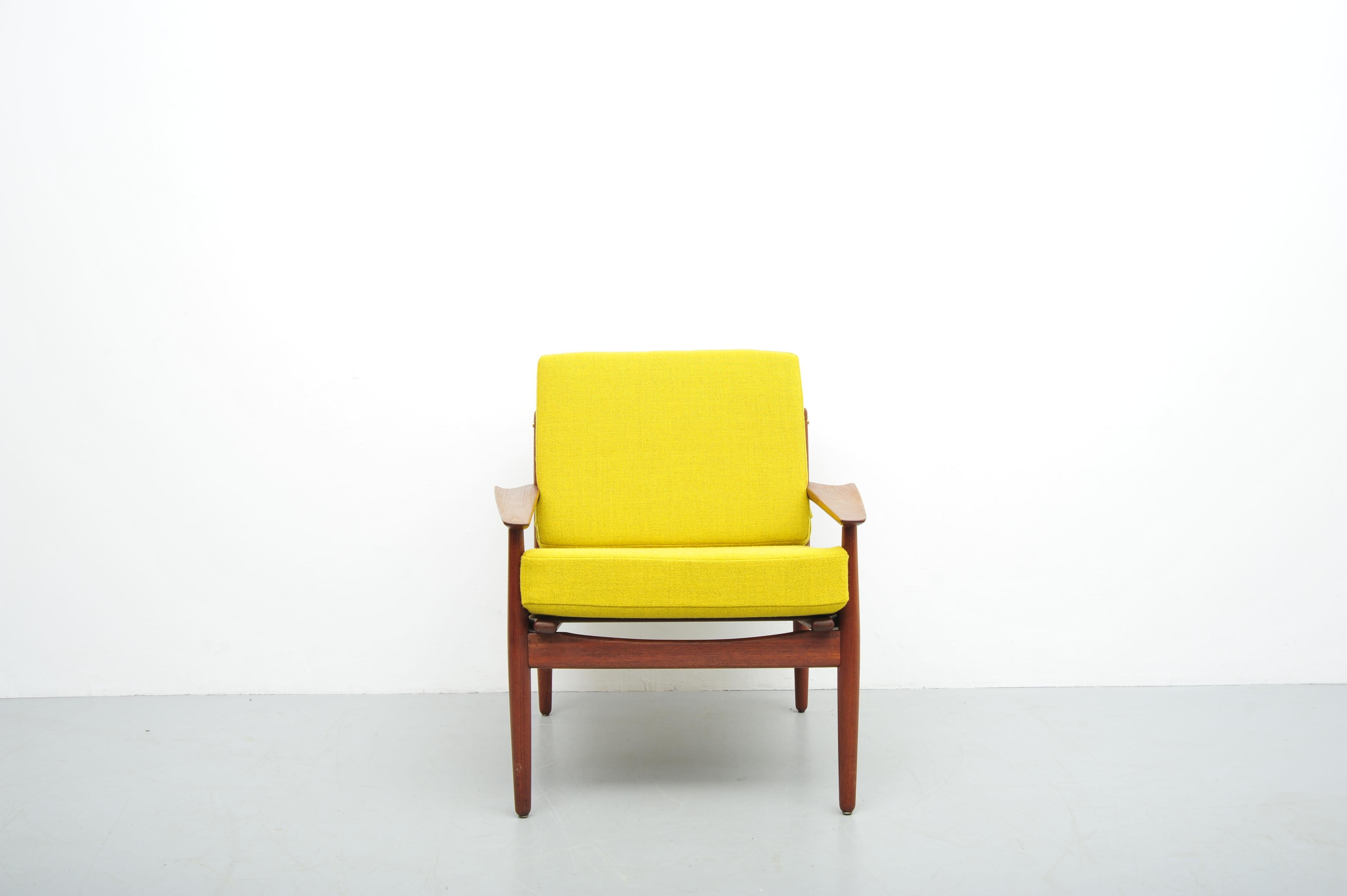 Scandinave moderne Chaise longue en teck par Arne Vodder pour Glostrup, années 1950 en vente