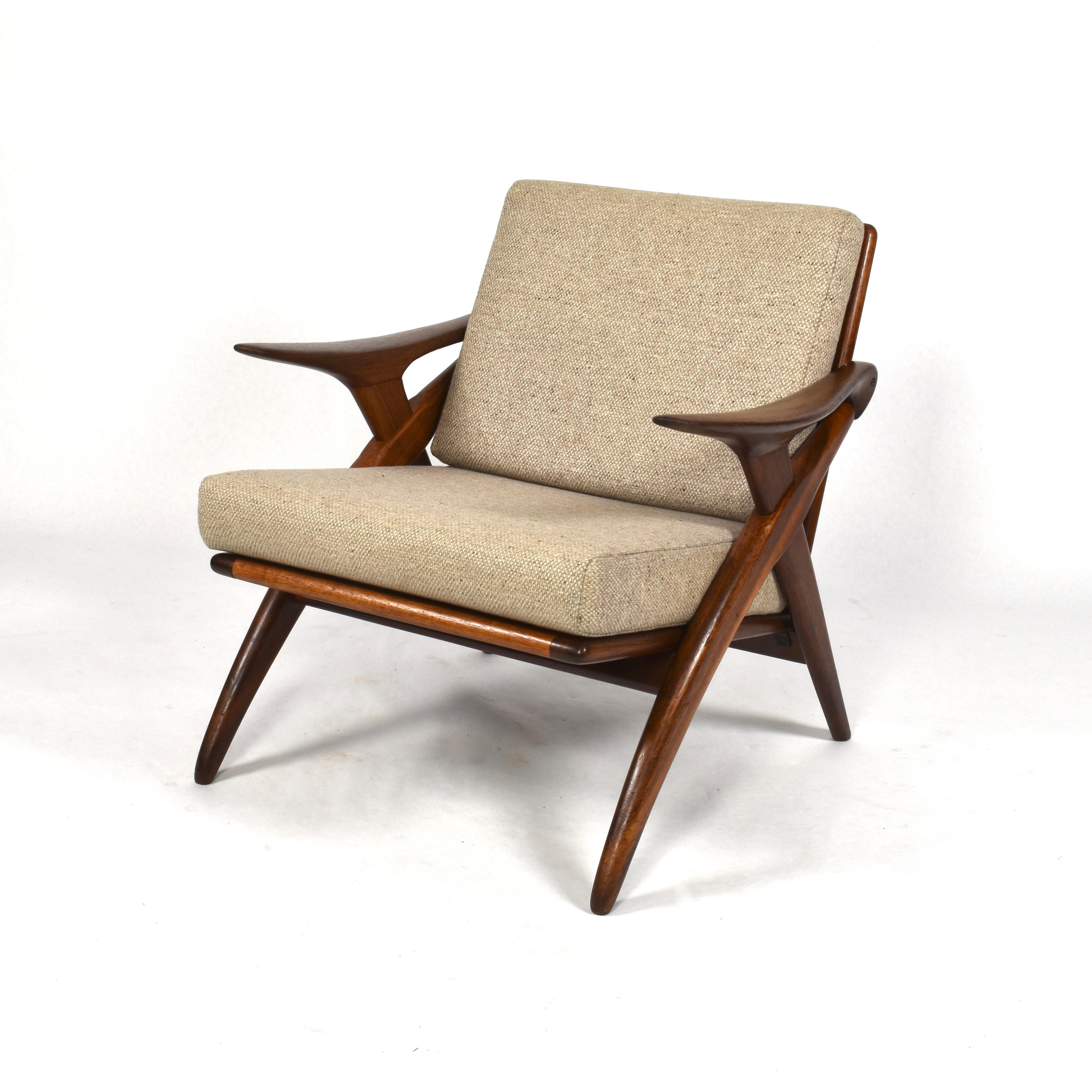 Wool Teak Lounge Chair by De Ster Gelderland, Netherlands, circa 1960