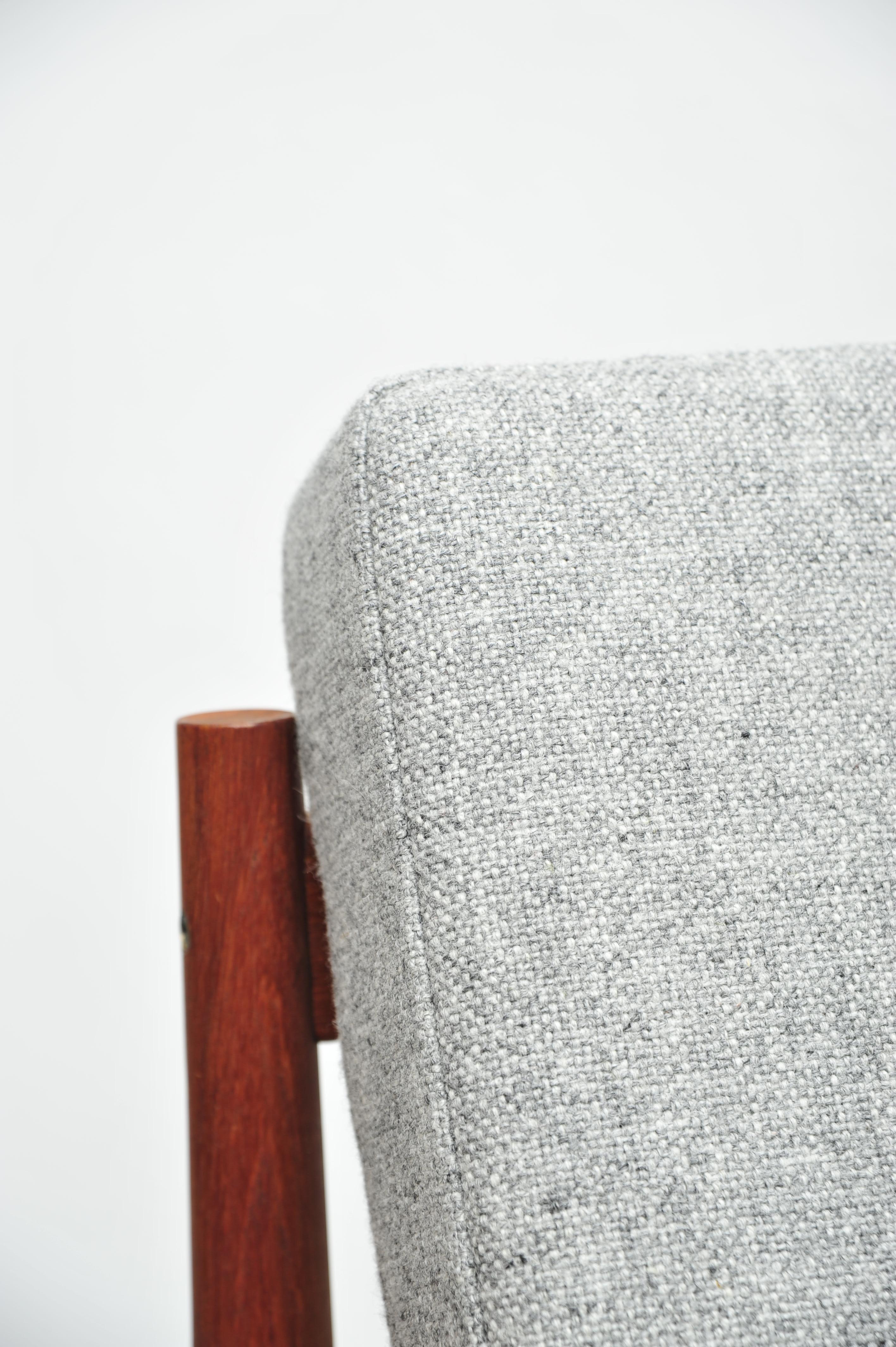 Teak Lounge Chair by Grete Jalk for France & Son, Grey Upholstery For Sale 2