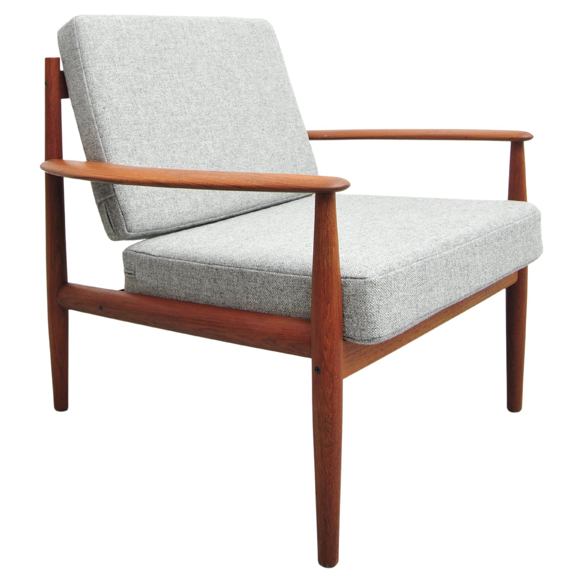 Teak Lounge Chair by Grete Jalk for France & Son, Grey Upholstery