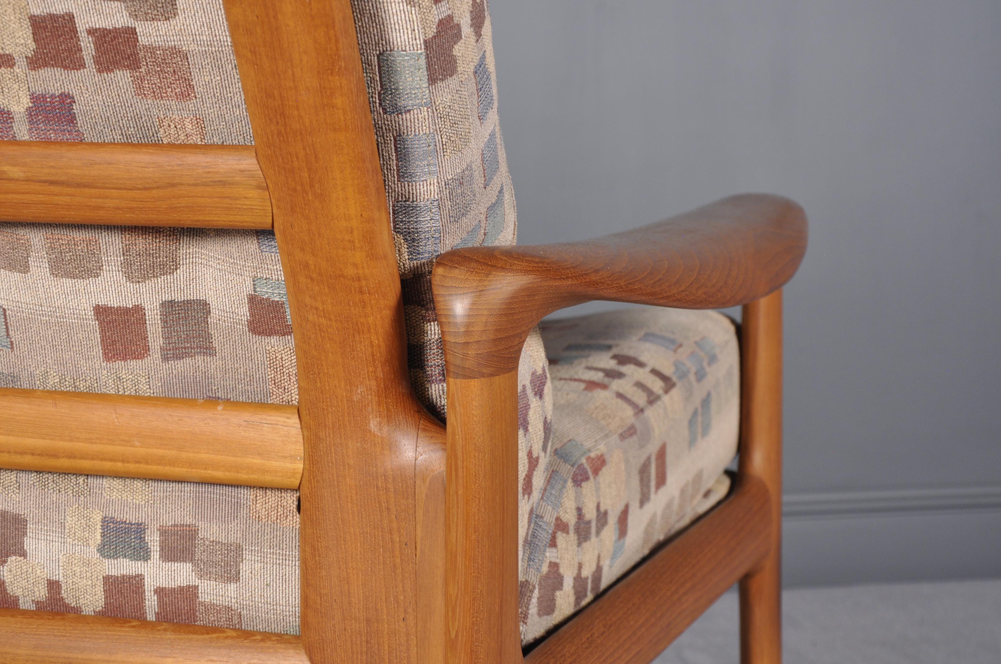 Fabric Teak Lounge Chair by Sven Ellekaer for Komfort, 1960s