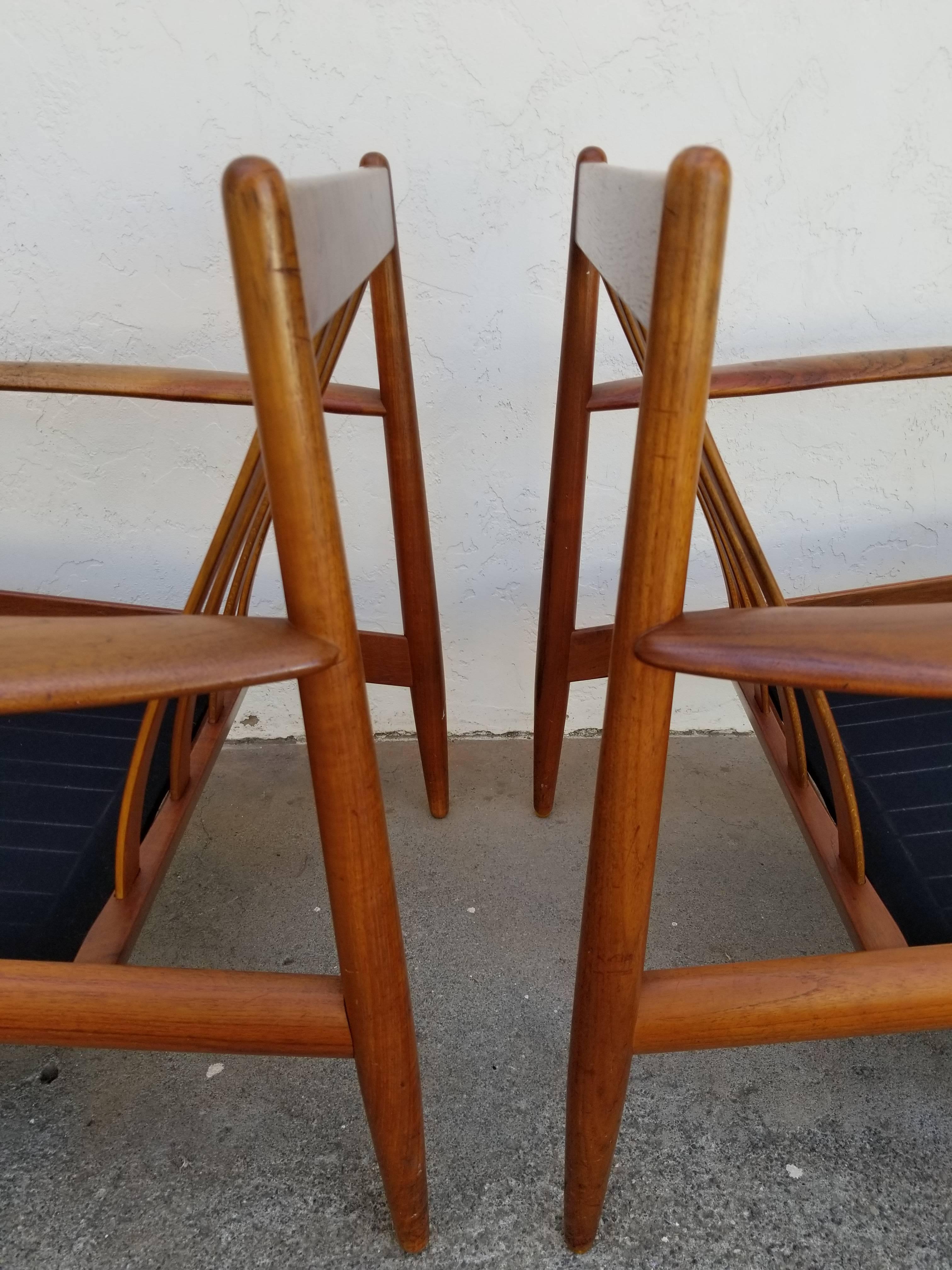 Danish Teak Lounge Chairs by Grete Jalk for France & Daverkosen