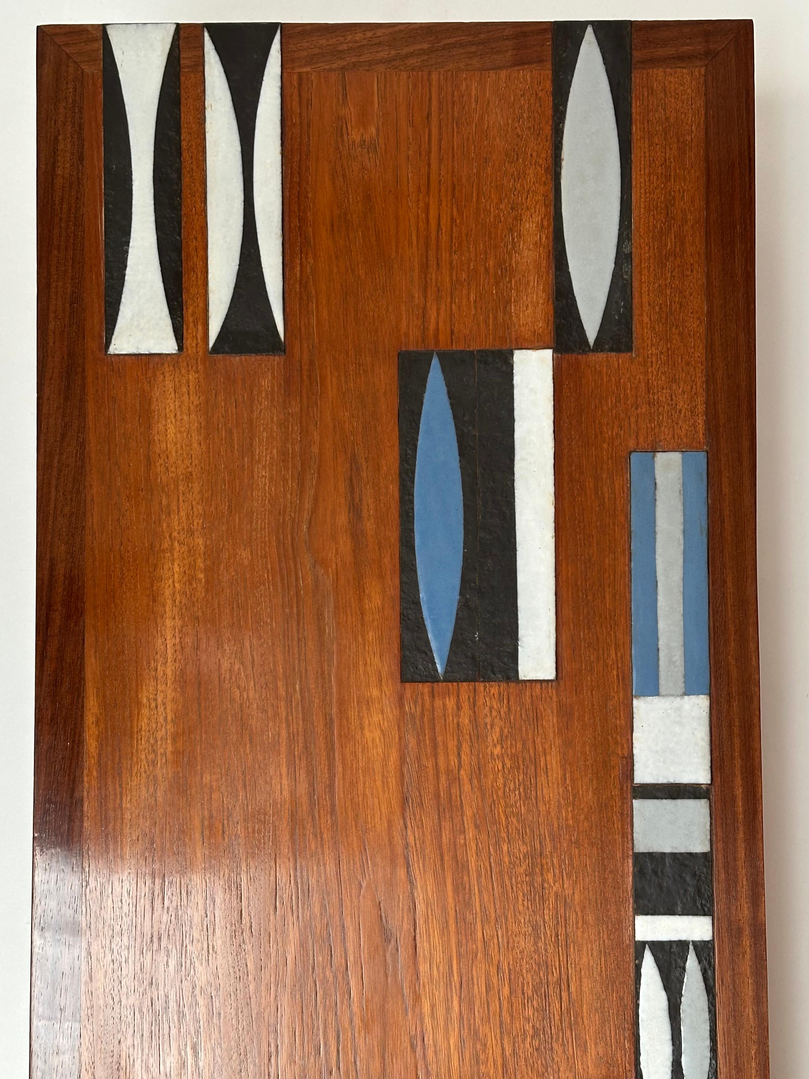 Niedriger Tisch aus Teakholz mit Keramikeinlagen, Roger Capron, Vallauris 1961 im Angebot 3