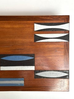 Teak Low Table with Ceramic Inlays, Roger Capron, Vallauris 1961
