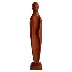 Vintage Teak Madonna Sculpture by Simon Randers , Denmark 