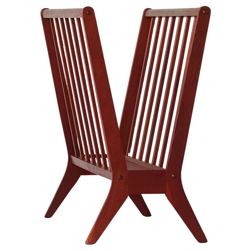 Midcentury Teak Magazine Rack Danish Style For Sale at 1stDibs