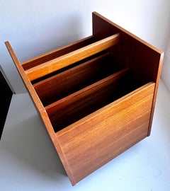 Teak Magazine / Album Rolling Storage Bin by Rolf Hesland for Brucksbo, 1960's