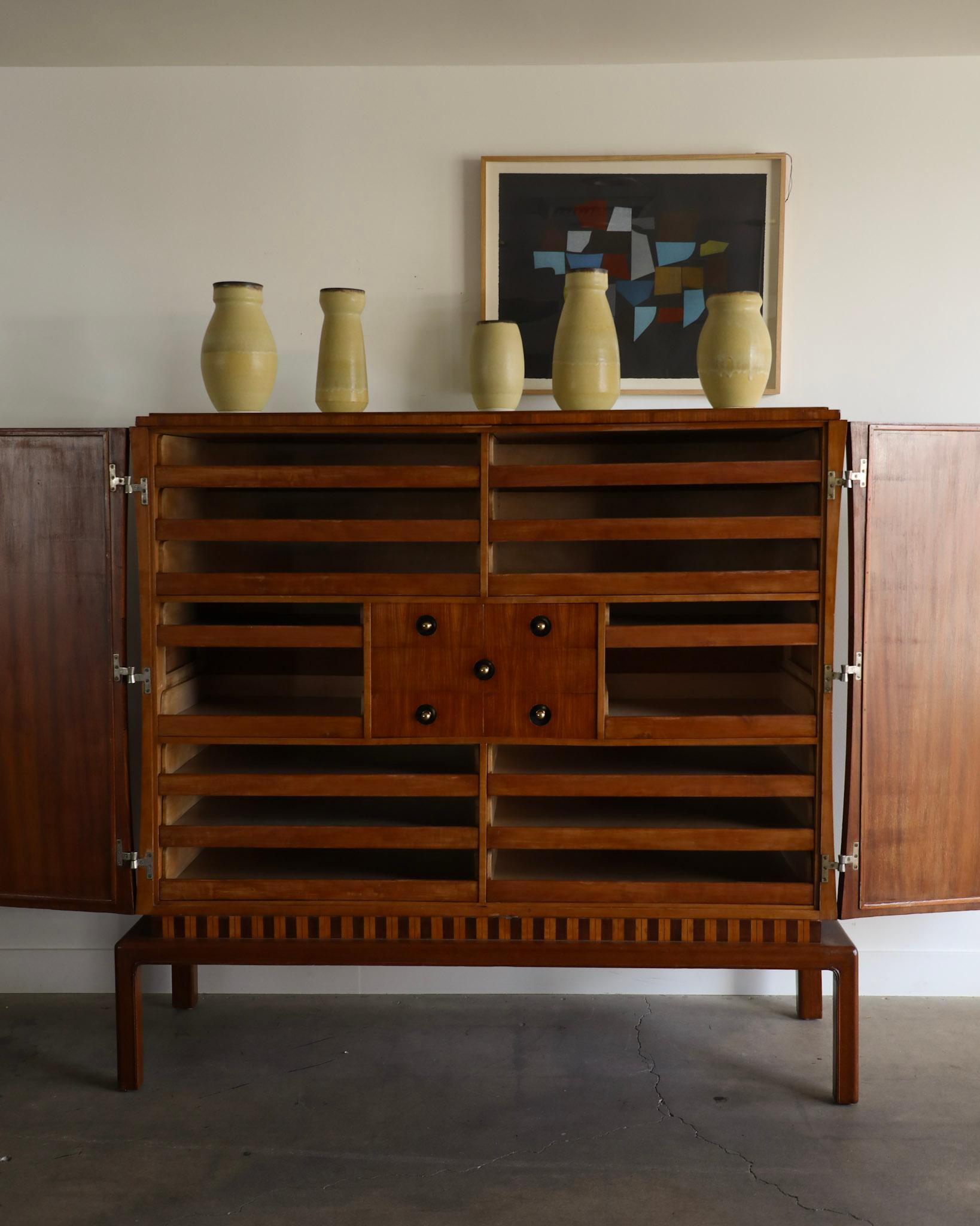 Mid-Century Modern Teak & Mahogany Cabinet by Guglielmo Ulrich