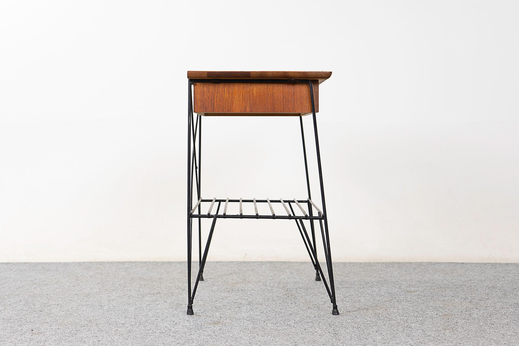Teak & Metal Danish Mid-Century Bedside Table  For Sale 4