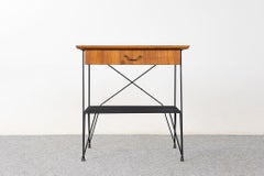 Teak & Metal Danish Mid-Century Bedside Table