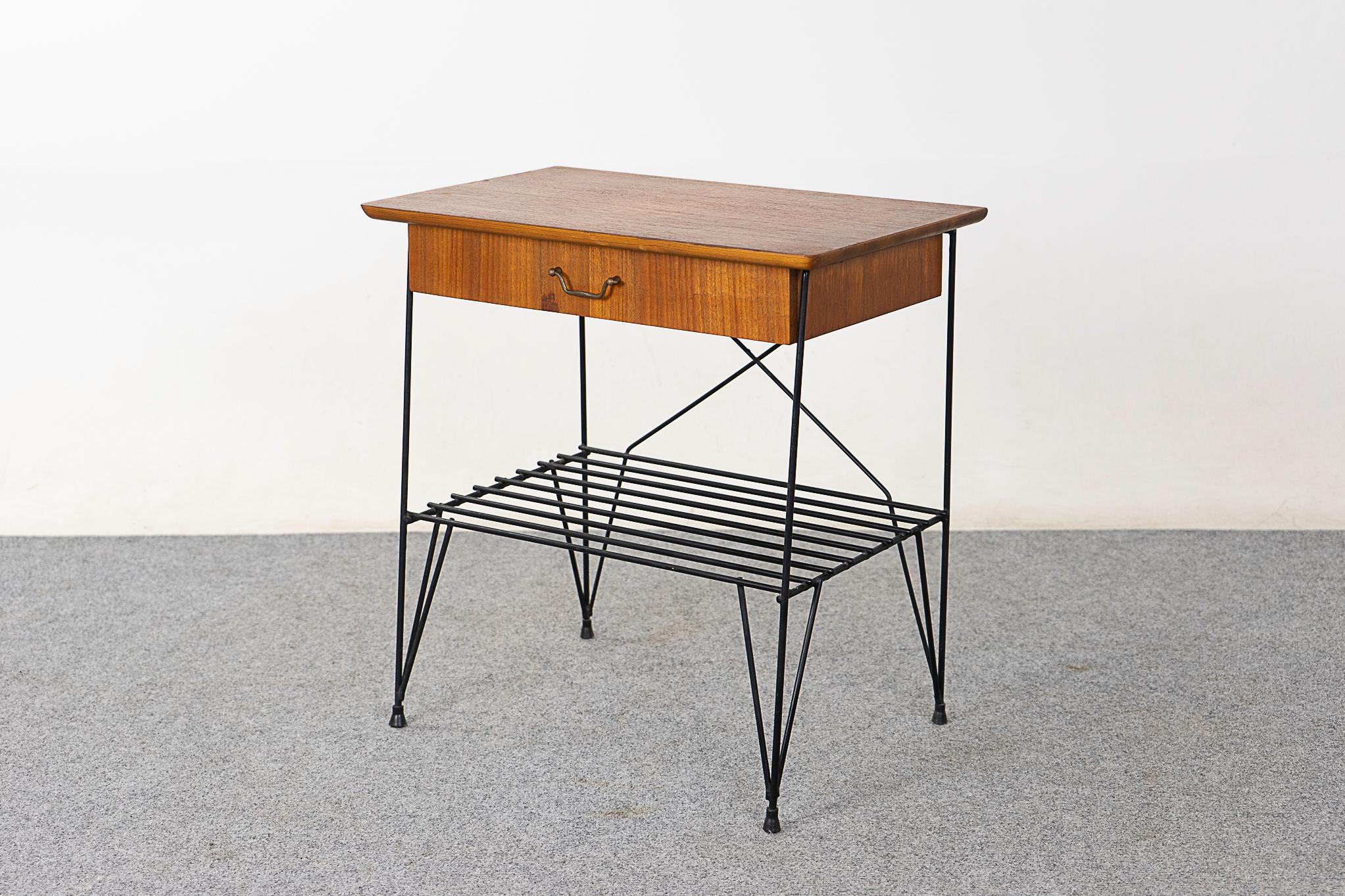 Teak & Metal Danish Mid-Century Bedside Table  For Sale 3