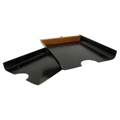 Bandeja de escritorio de teca y metal con doble carta by Peter Pepper Products of California