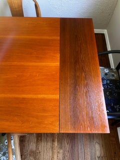 Teak Mid century Danish dining set wishbone chairs lenor Larsen upholstery