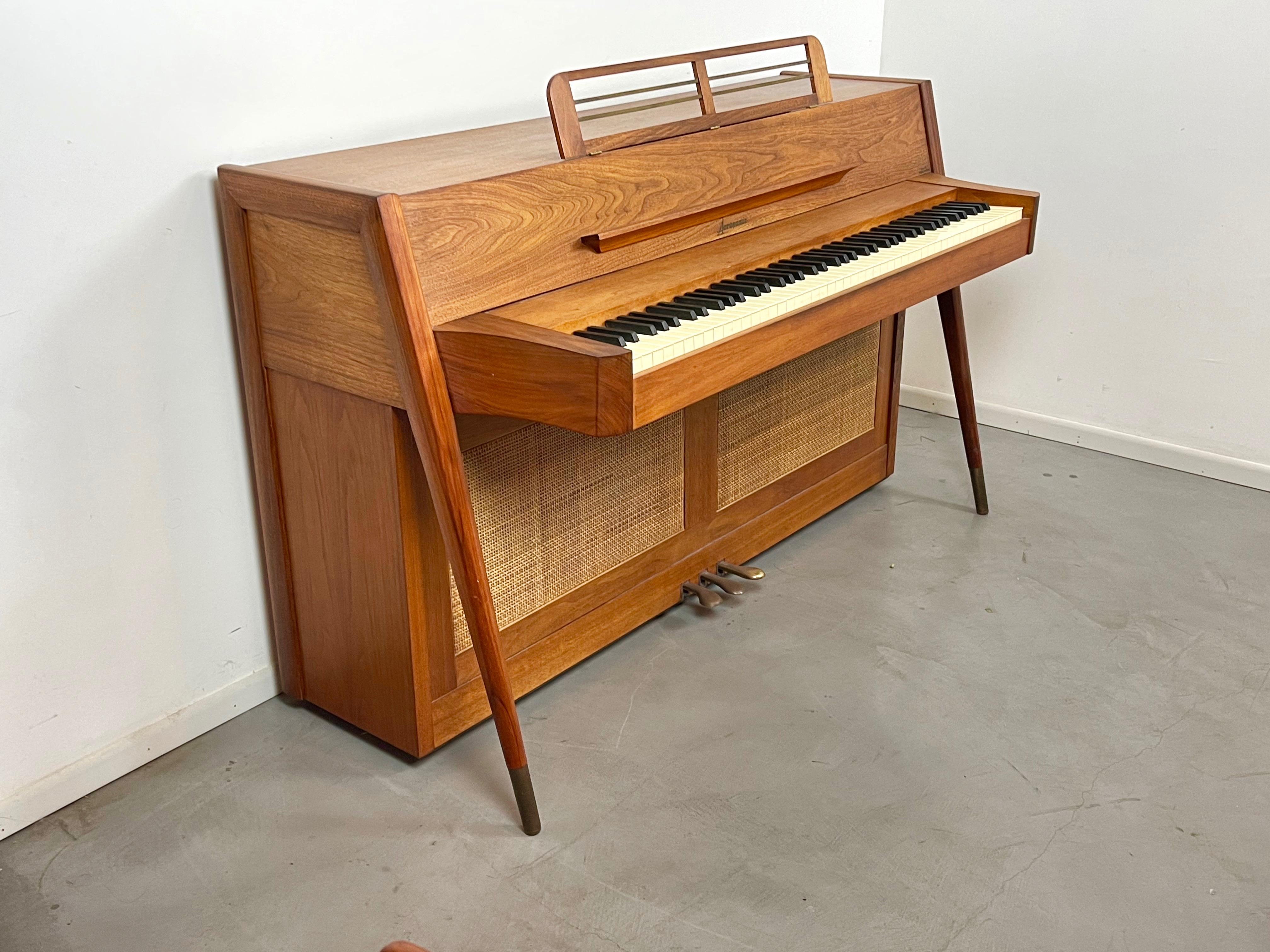 Teak Mid Century Danish Modern Baldwin Acrosonic Piano w/ Matching Bench 5