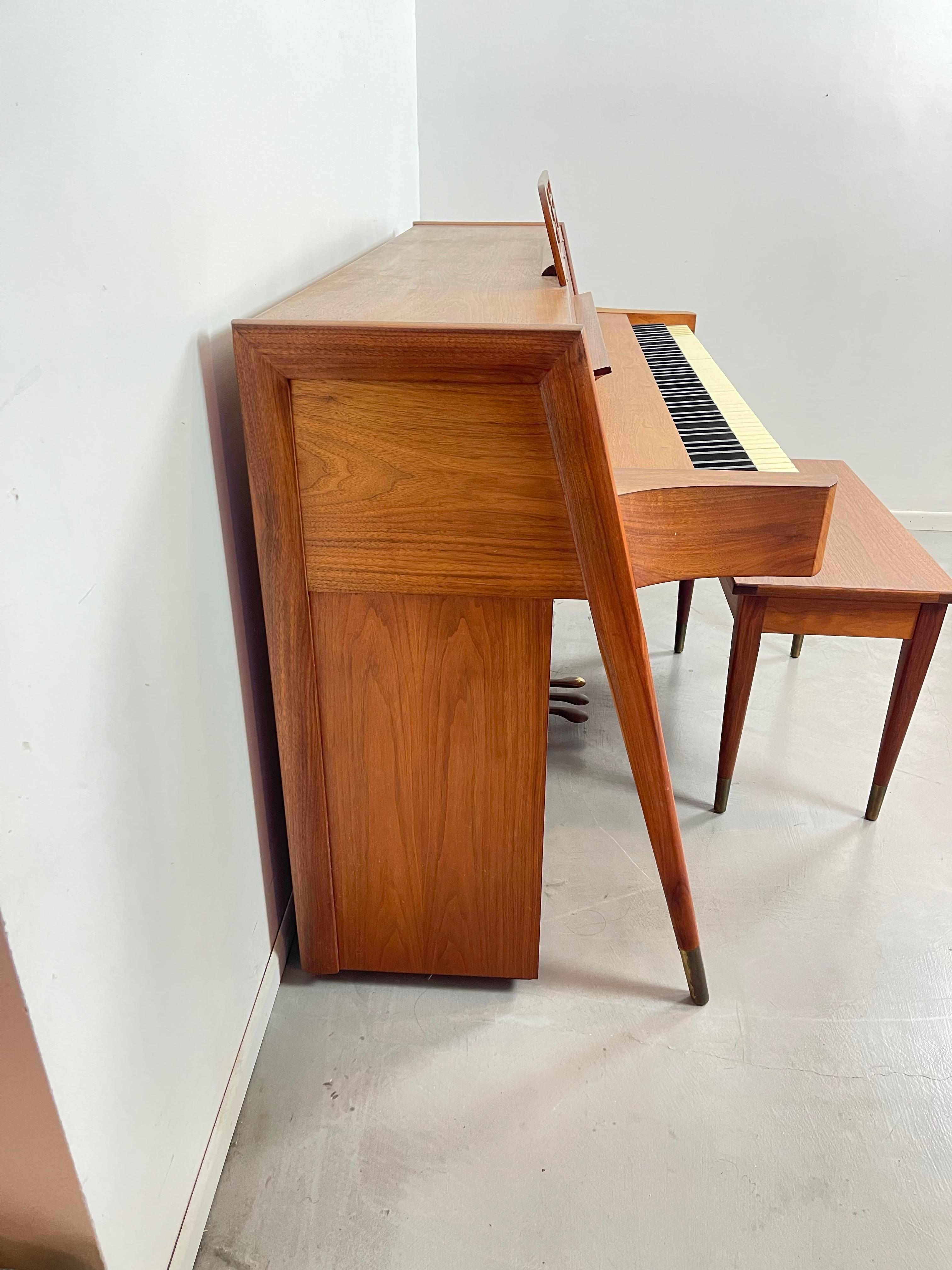Mid-Century Modern Teak Mid Century Danish Modern Baldwin Acrosonic Piano w/ Matching Bench