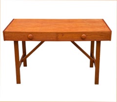 Teak Mid Century Danish Modern Double Sided Desk or Console Table