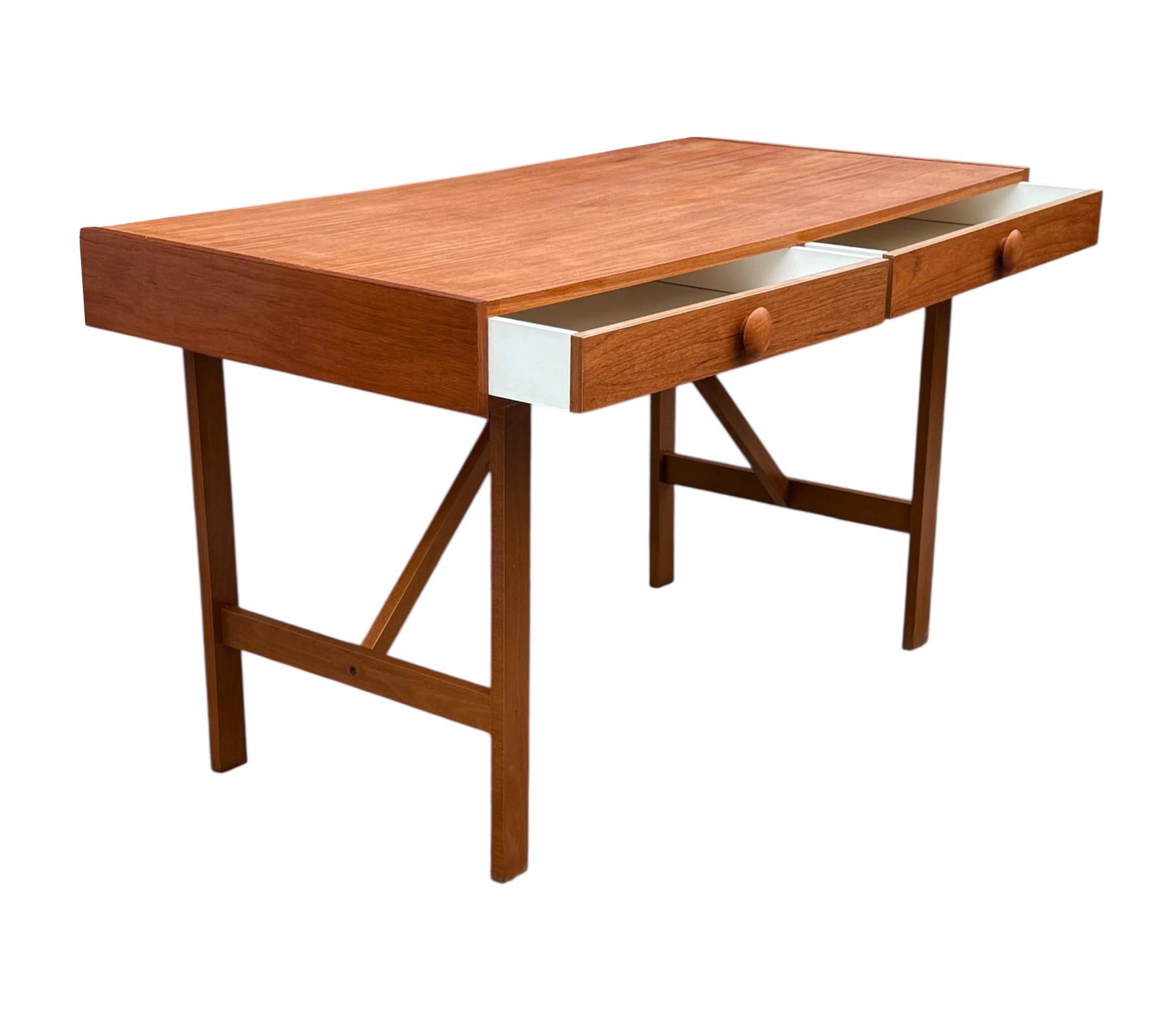 Teakholz Mid Century Danish Modern Doppelseitiger Schreibtisch oder Konsolentisch (Ende des 20. Jahrhunderts) im Angebot