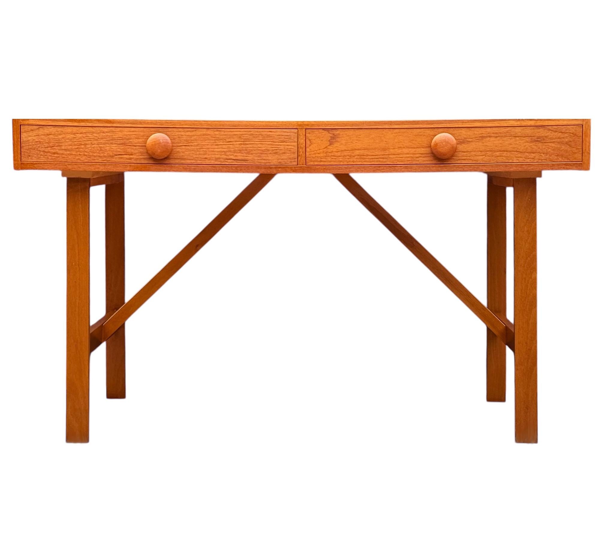 Teakholz Mid Century Danish Modern Doppelseitiger Schreibtisch oder Konsolentisch im Angebot 1