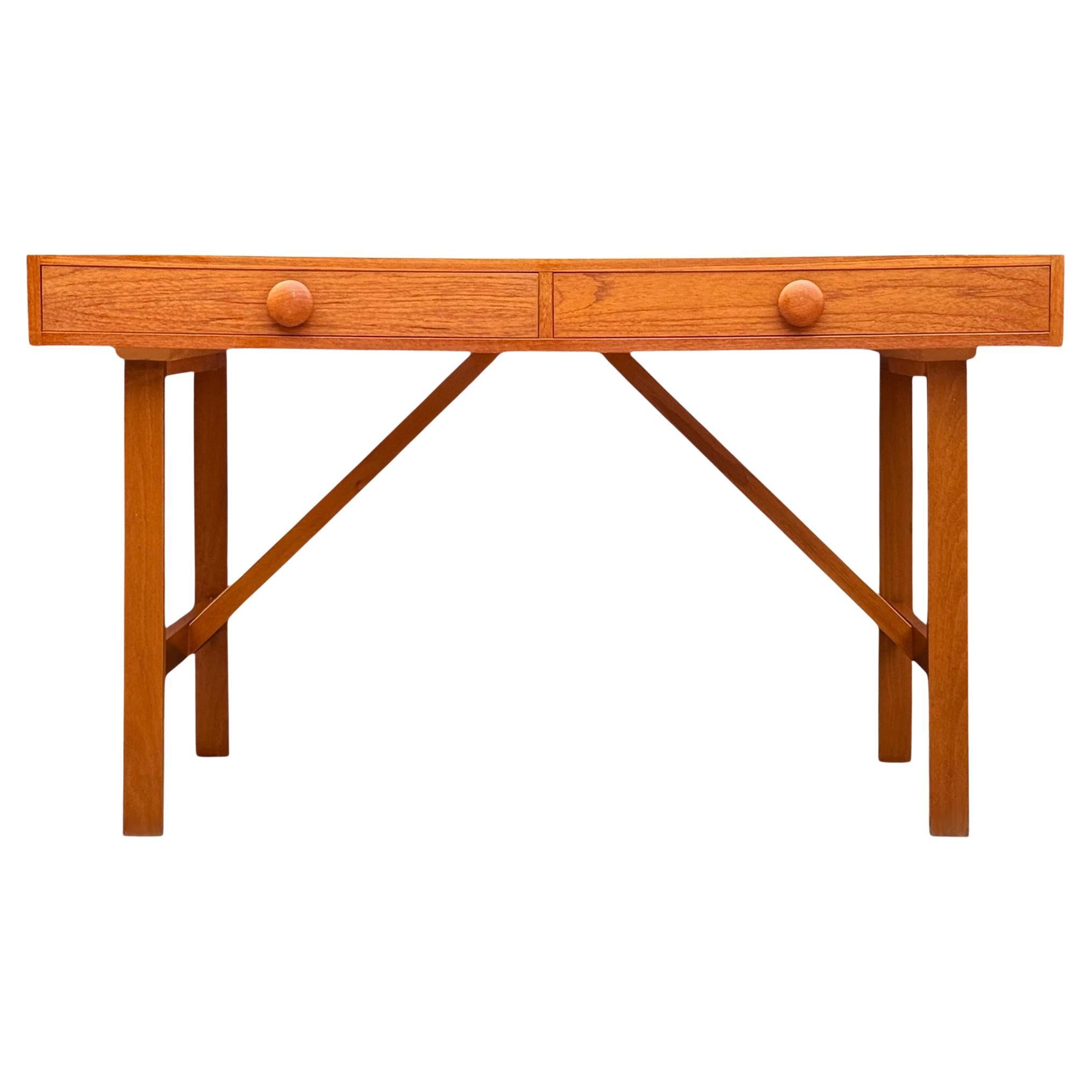 Teakholz Mid Century Danish Modern Doppelseitiger Schreibtisch oder Konsolentisch im Angebot