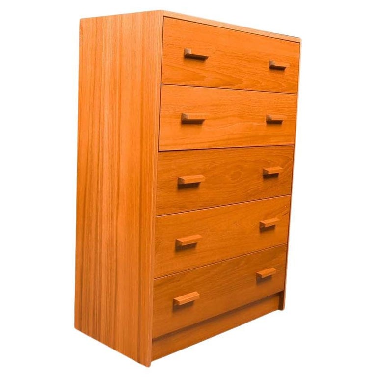 Teak Midcentury Danish Tall Dresser For Sale at 1stDibs