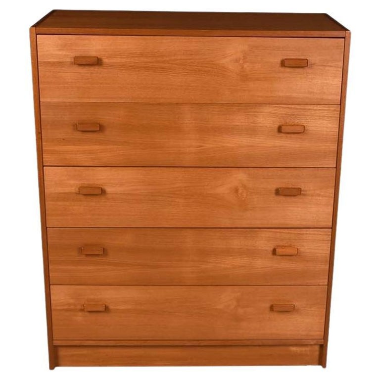 Teak Midcentury Danish Tall Dresser For Sale at 1stDibs