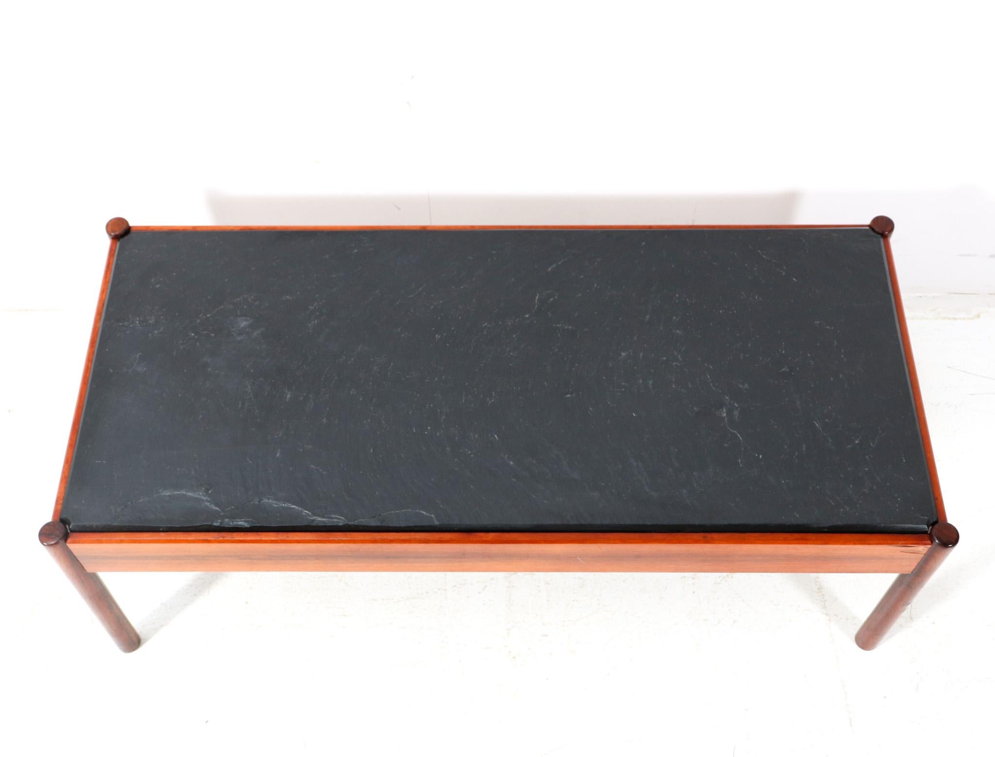 Teak Mid-Century Modern Coffee table with Slate Top, 1960s For Sale 1