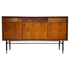 Teak Mid Century MODERN CREDENZA / Sideboard Ebonized Base, c. 1960’s