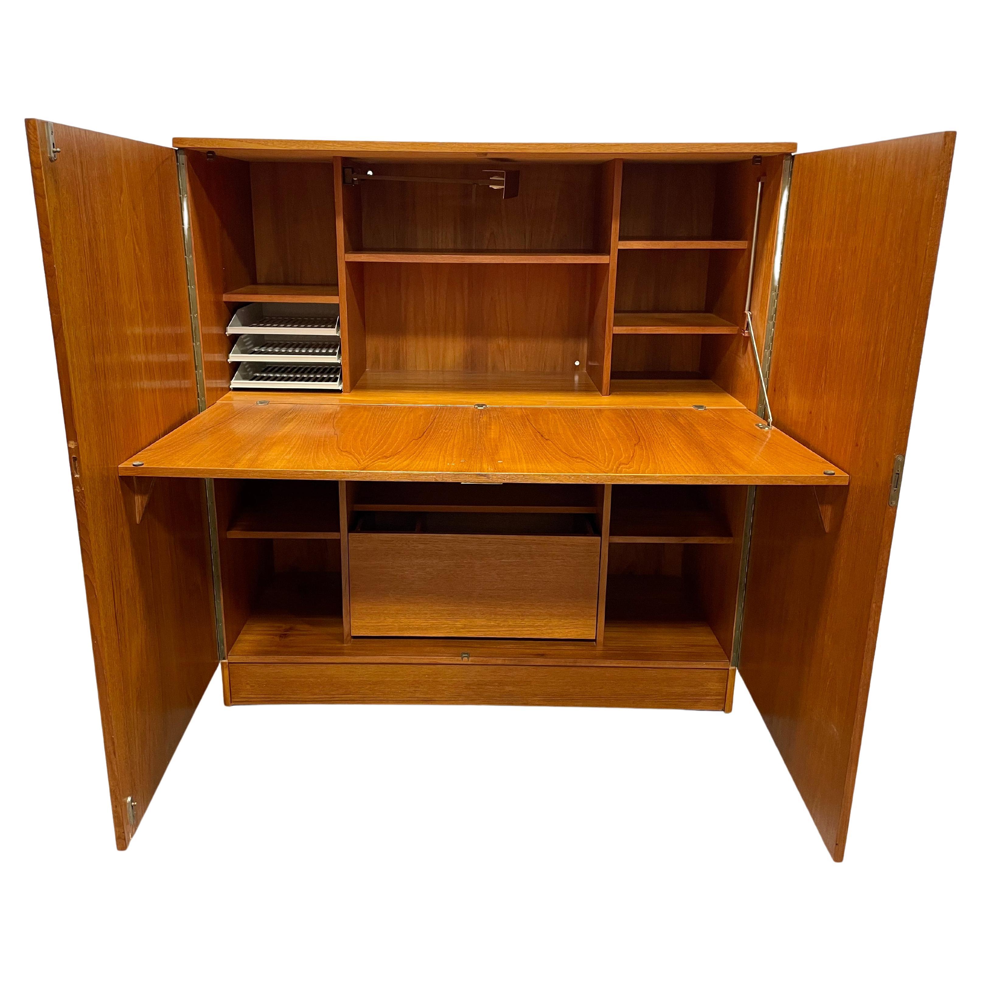TEAK Mid Century Modern Danish "MAGIC BOX" Desk / Hideaway Secretary Desk For Sale