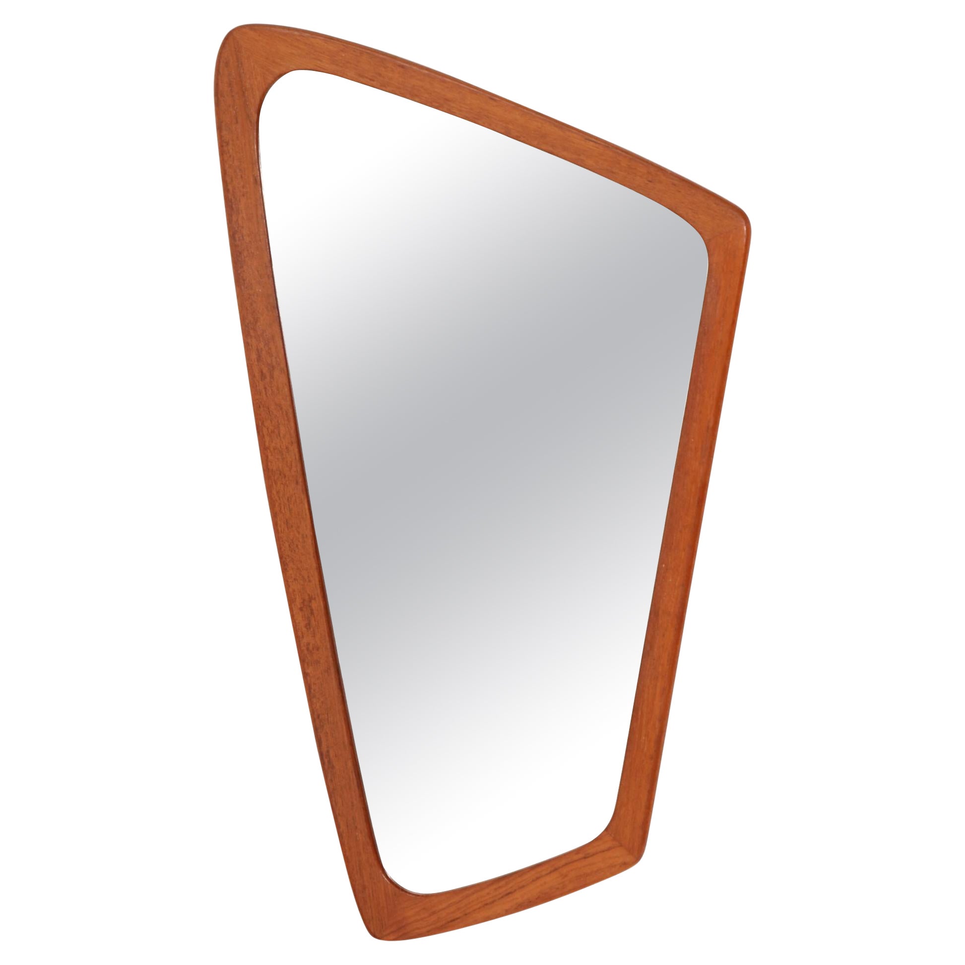 Teak Mid-Century Modern Free-Form Wall Mirror Denmark, 1950s For Sale