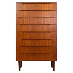 Comò Highboy in teak del Medioevo Moderno