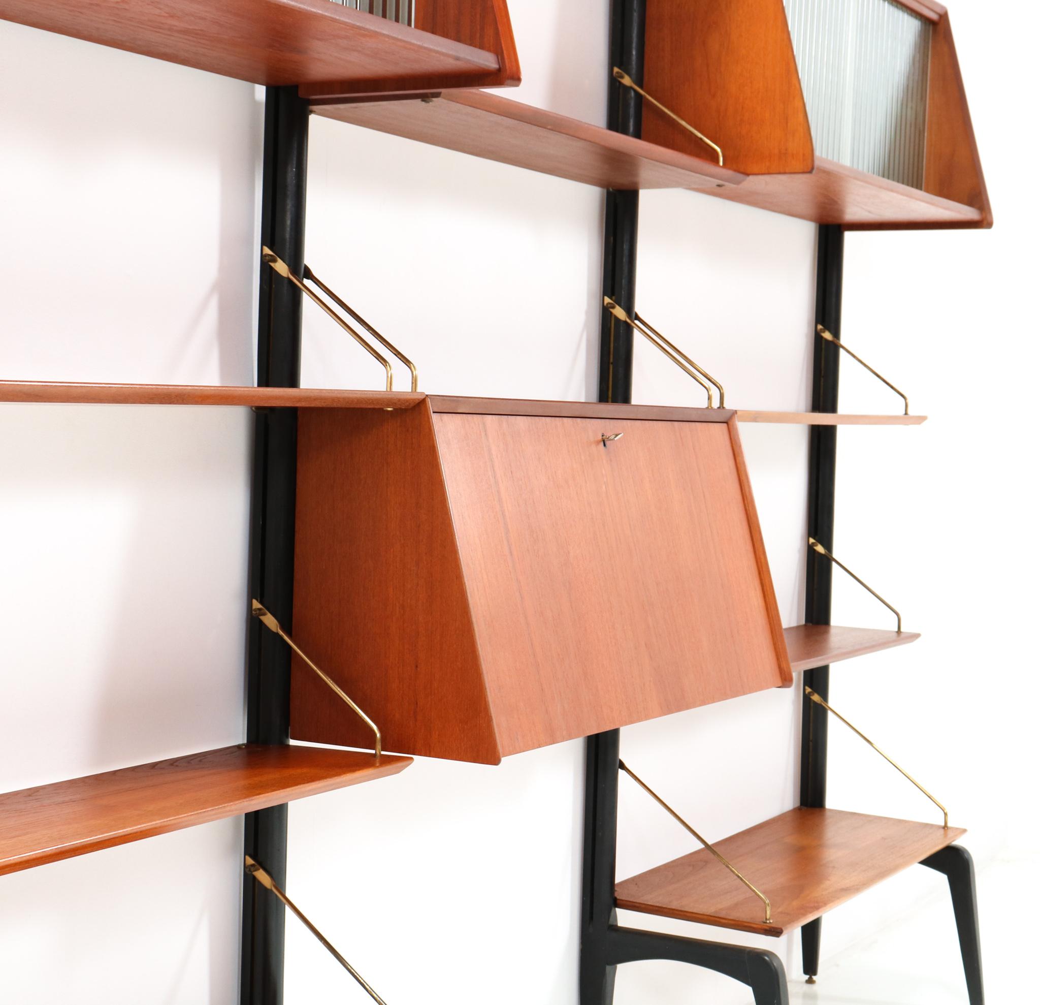 Teak Mid-Century Modern Modular Wall Unit by Louis van Teeffelen for WéBé, 1950s 10