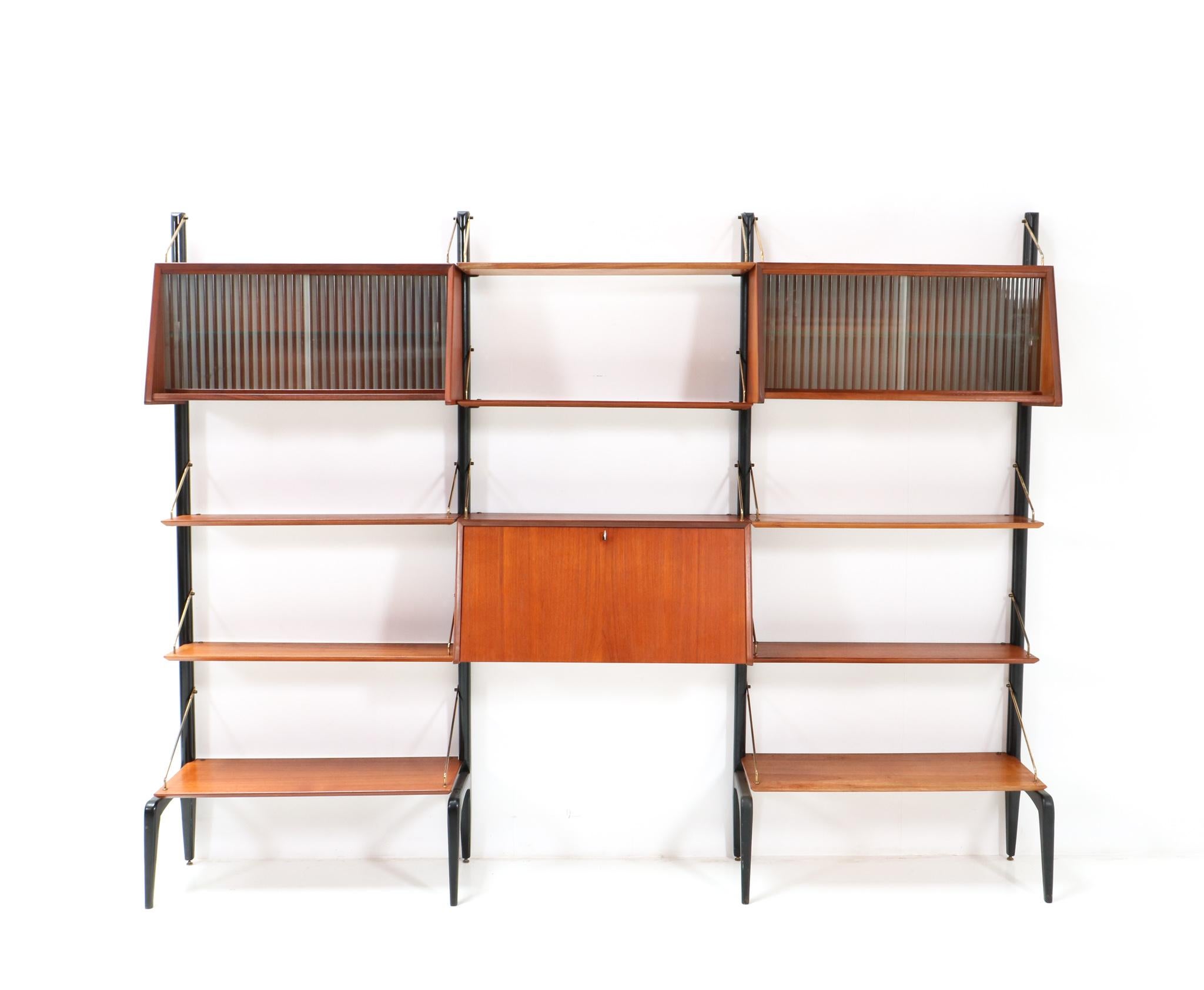 Dutch Teak Mid-Century Modern Modular Wall Unit by Louis van Teeffelen for WéBé, 1950s