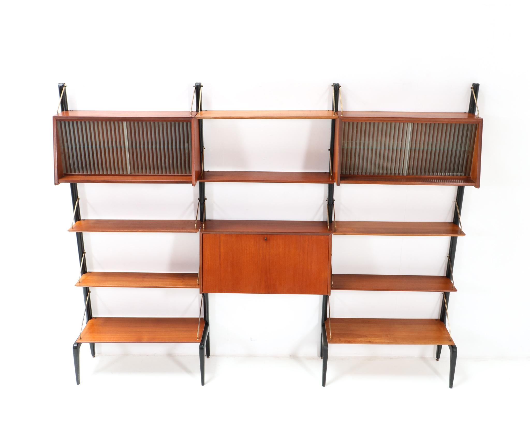 Mid-20th Century Teak Mid-Century Modern Modular Wall Unit by Louis van Teeffelen for WéBé, 1950s