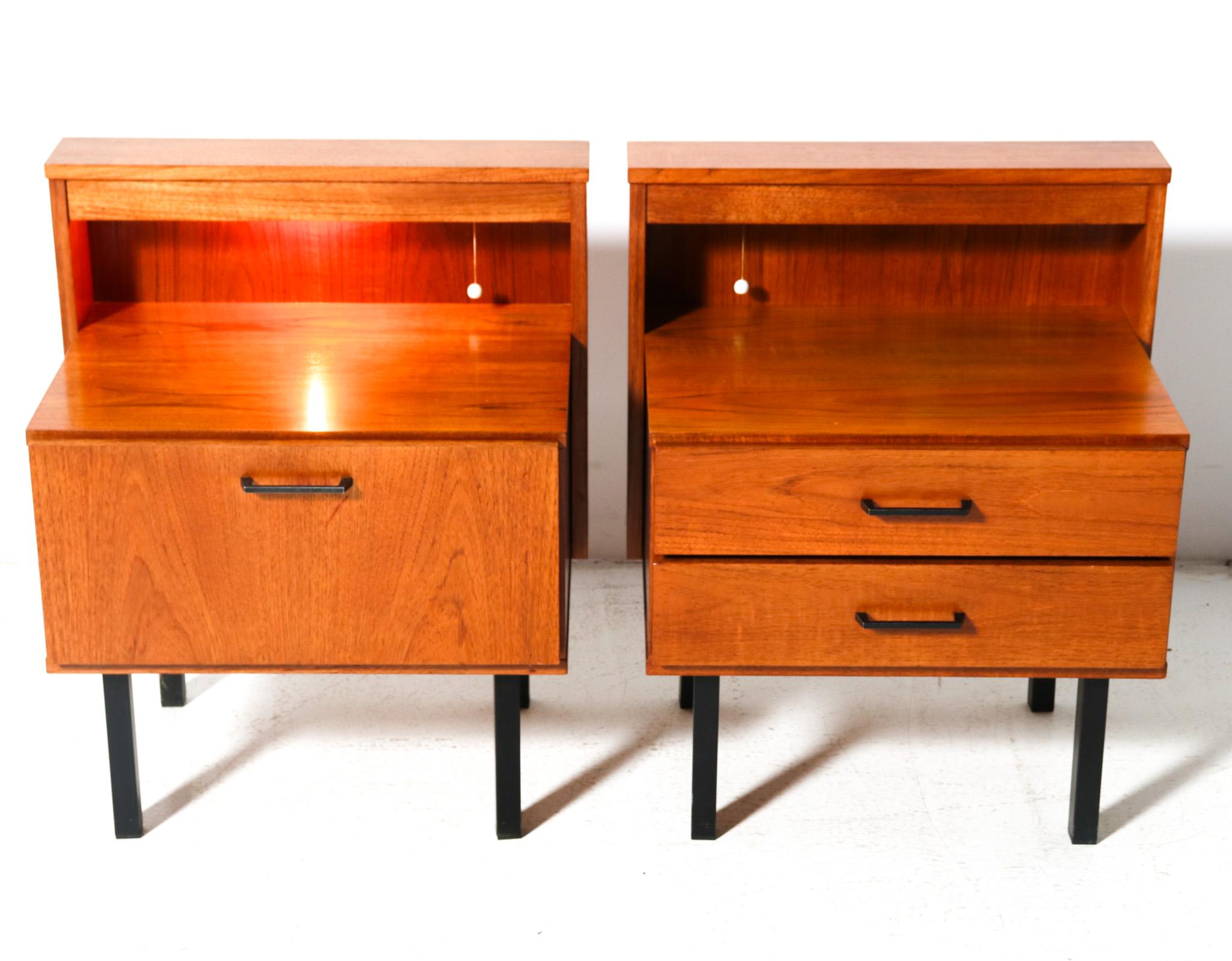 Mid-20th Century Teak Mid-Century Modern Nightstands or Bedside Tables, 1960s