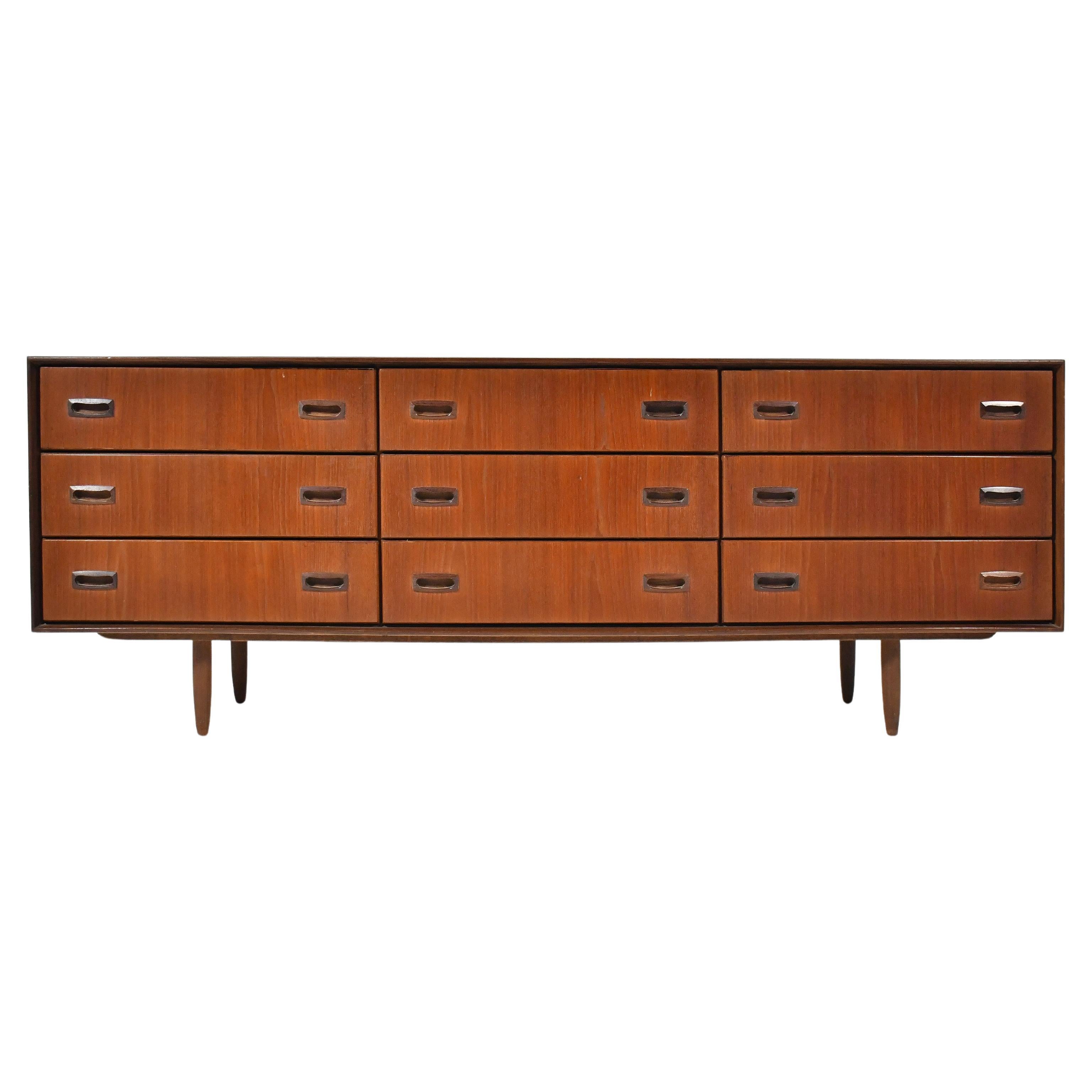 Teak Mid-Century Modern Nine Drawer Cabinet