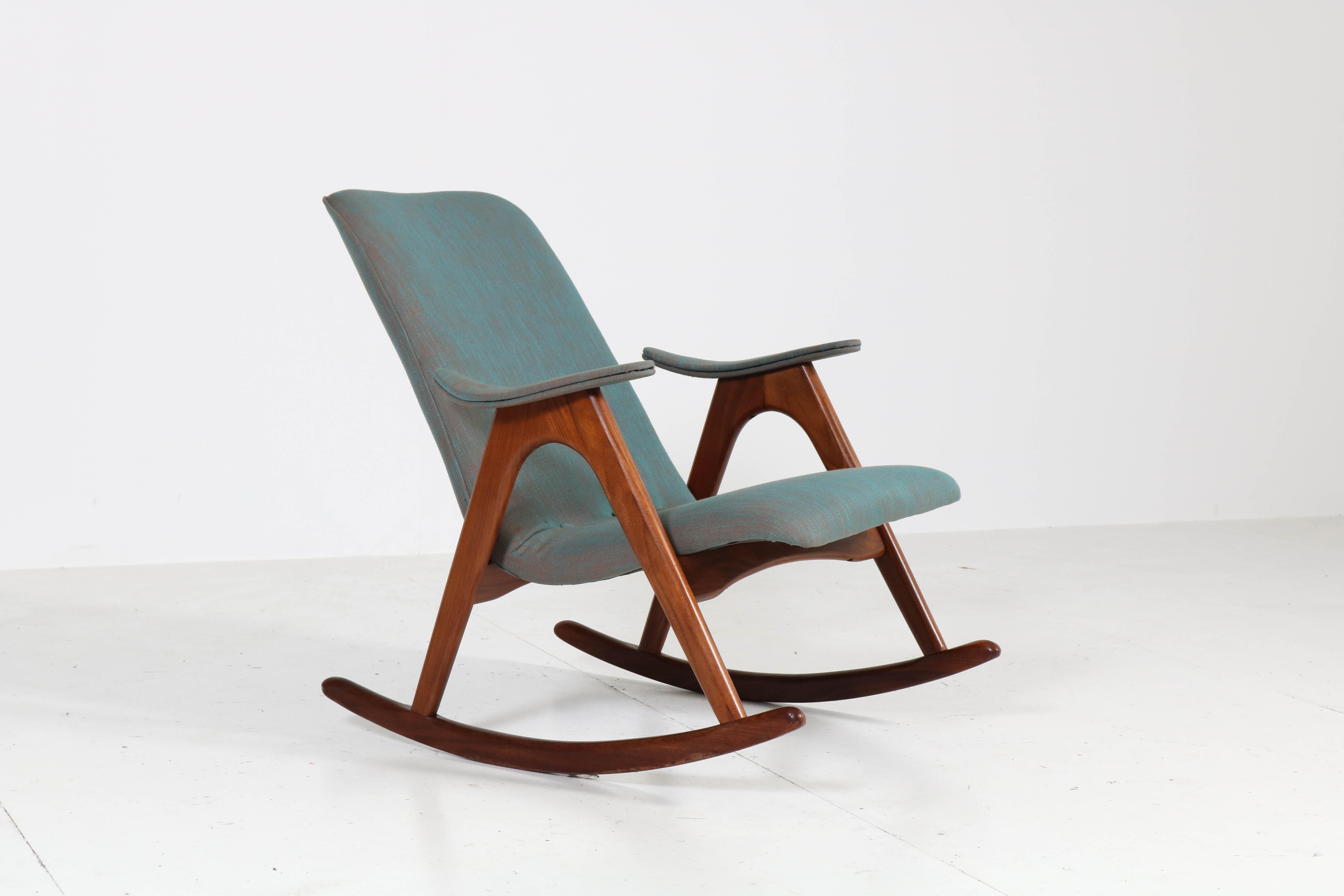 Dutch Teak Mid-Century Modern Rocking Chair by Louis Van Teeffelen for Webe, 1960s