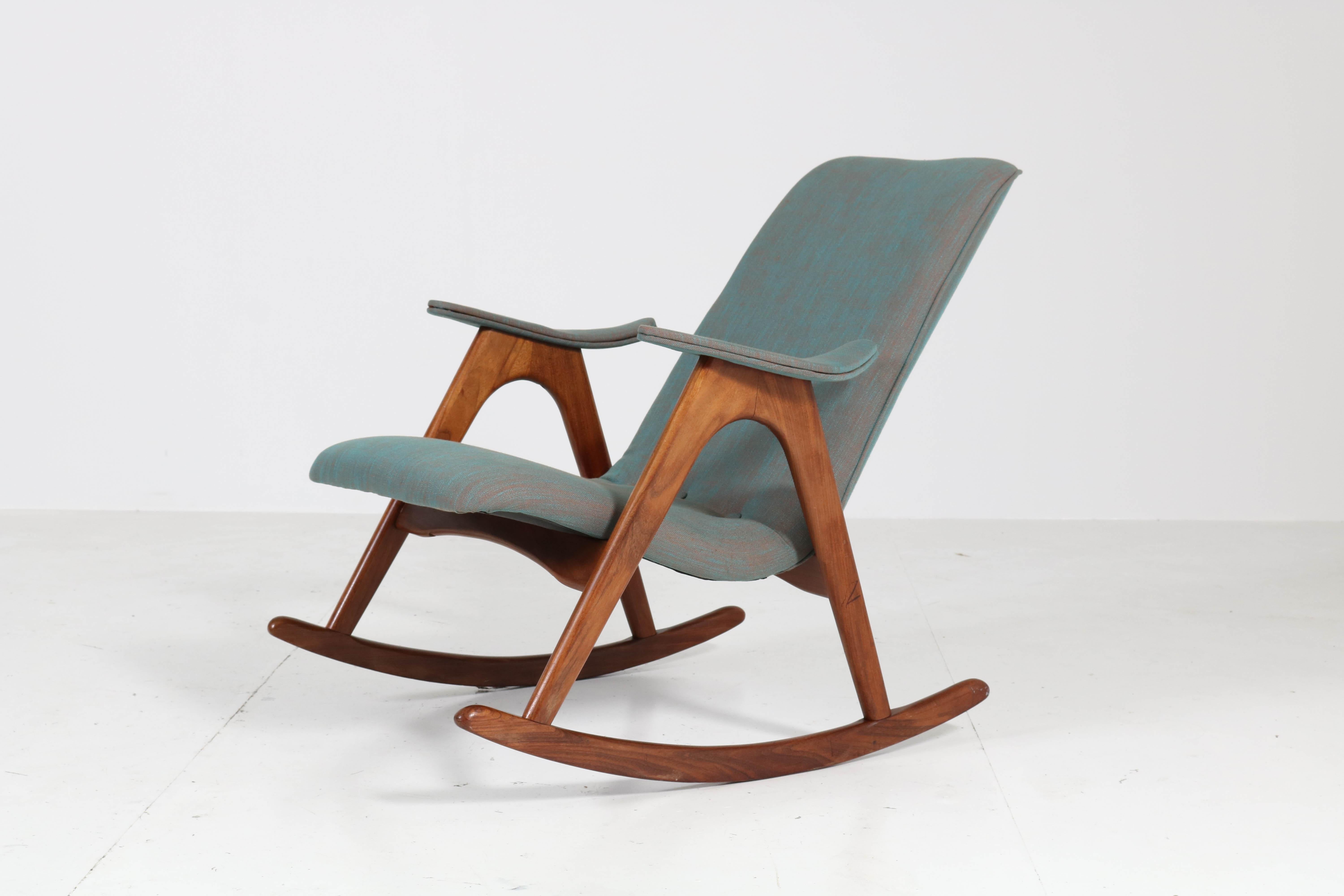 Teak Mid-Century Modern Rocking Chair by Louis Van Teeffelen for Webe, 1960s 2