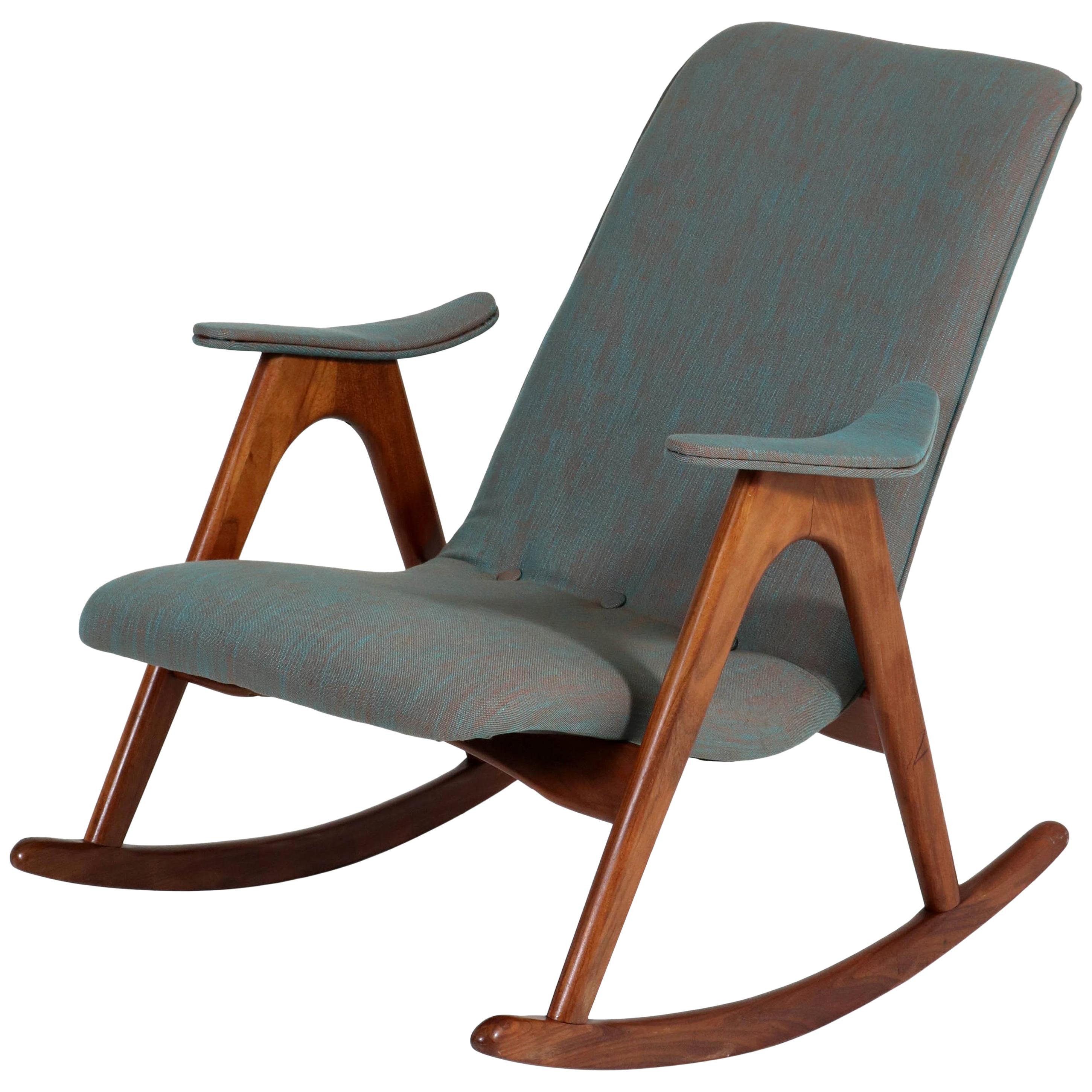 Teak Mid-Century Modern Rocking Chair by Louis Van Teeffelen for Webe, 1960s