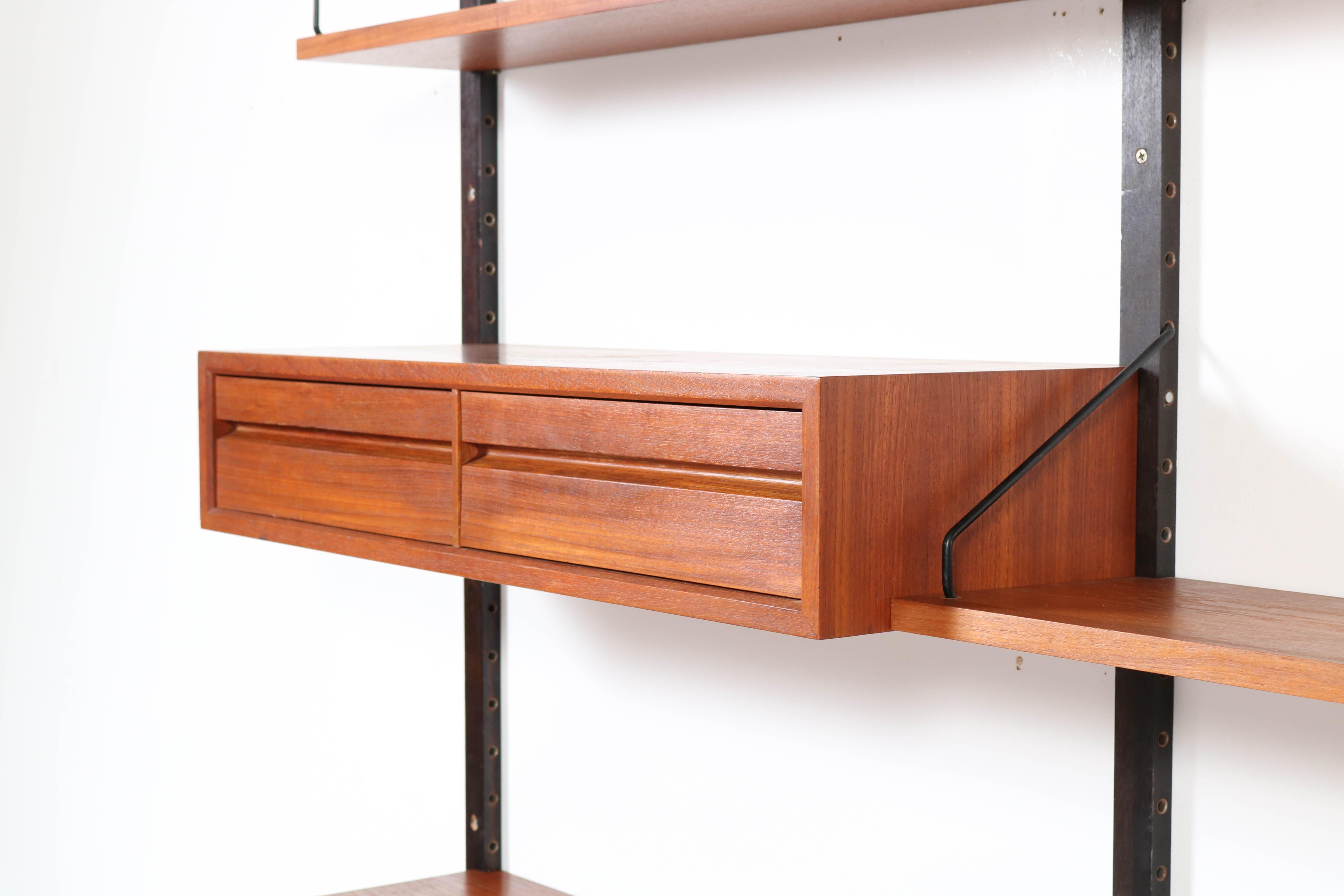 Glass Teak Mid-Century Modern Royal Wall or Shelving Unit by Poul Cadovius for Cado