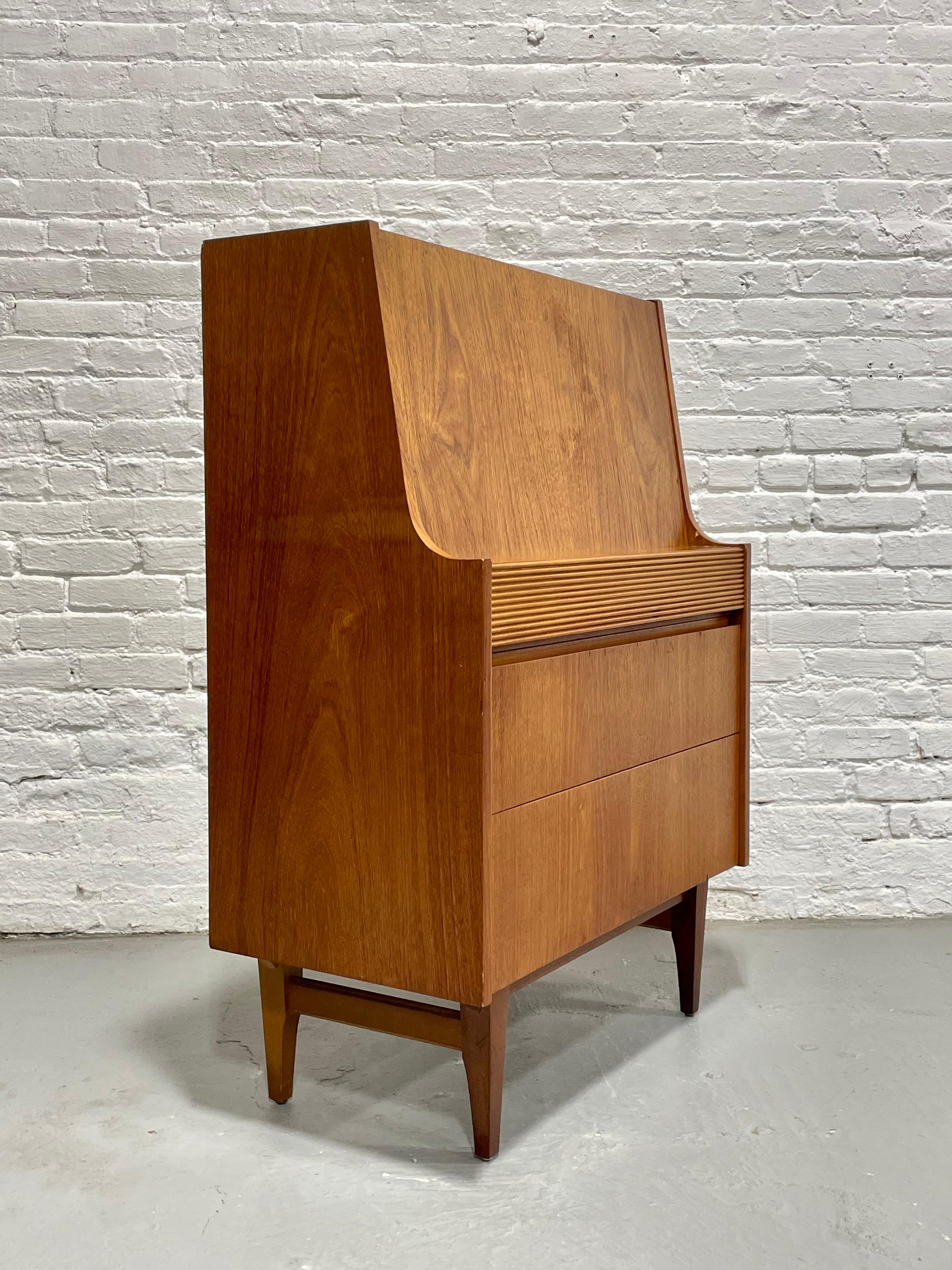 TEAK Mid Century MODERN Secretary DESK + Dresser by Elliotts of Newbury, c. 1960 In Good Condition In Weehawken, NJ