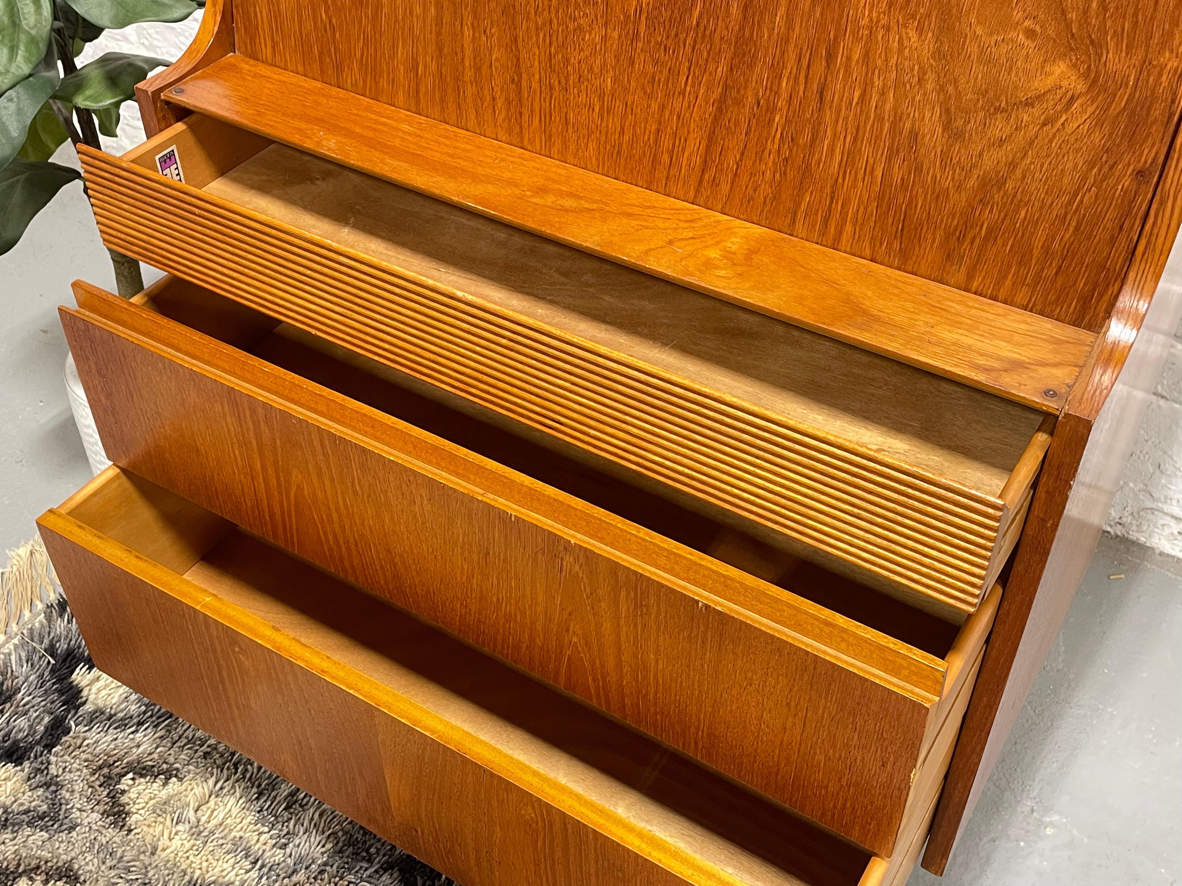 TEAK Mid Century MODERN Secretary DESK + Dresser by Elliotts of Newbury, c. 1960 2