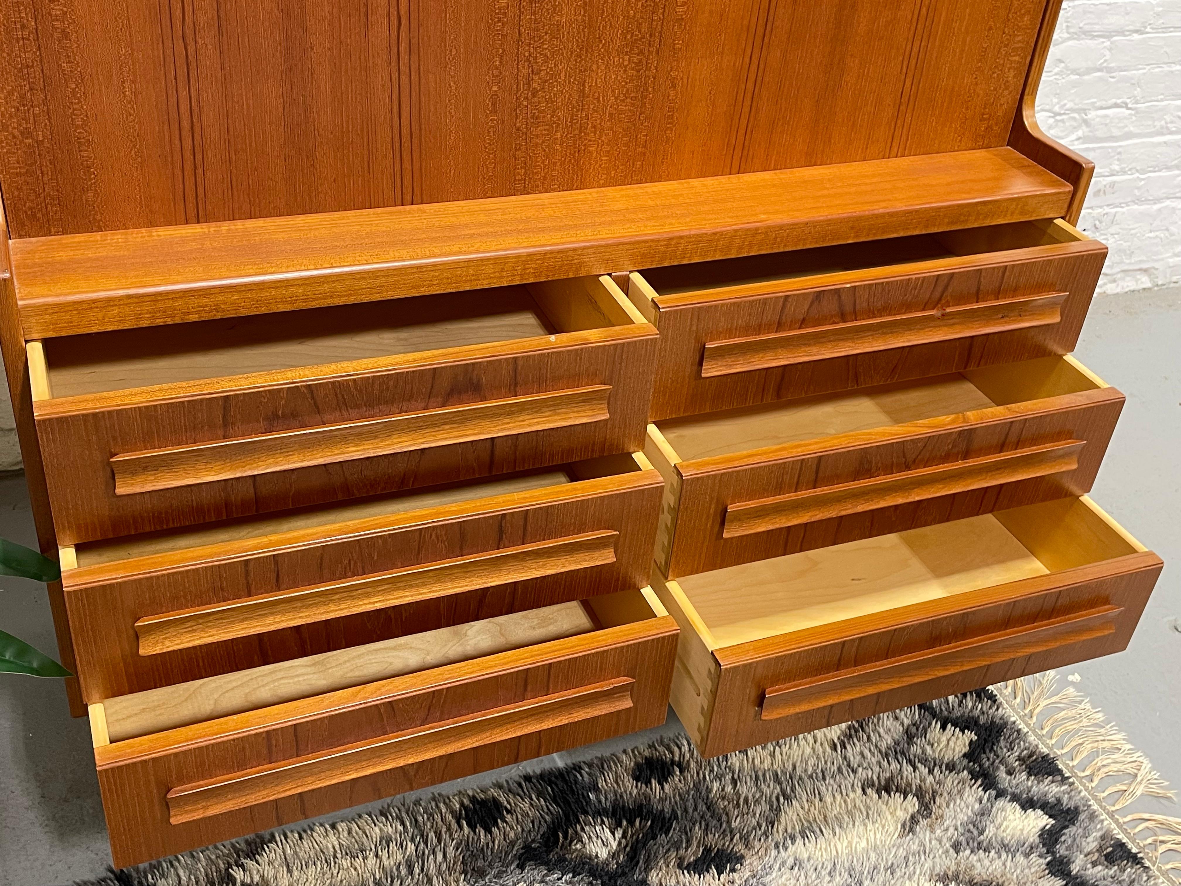 TEAK Mid Century MODERN Secretary DESK + Storage, Made in Denmark, c. 1960's 4