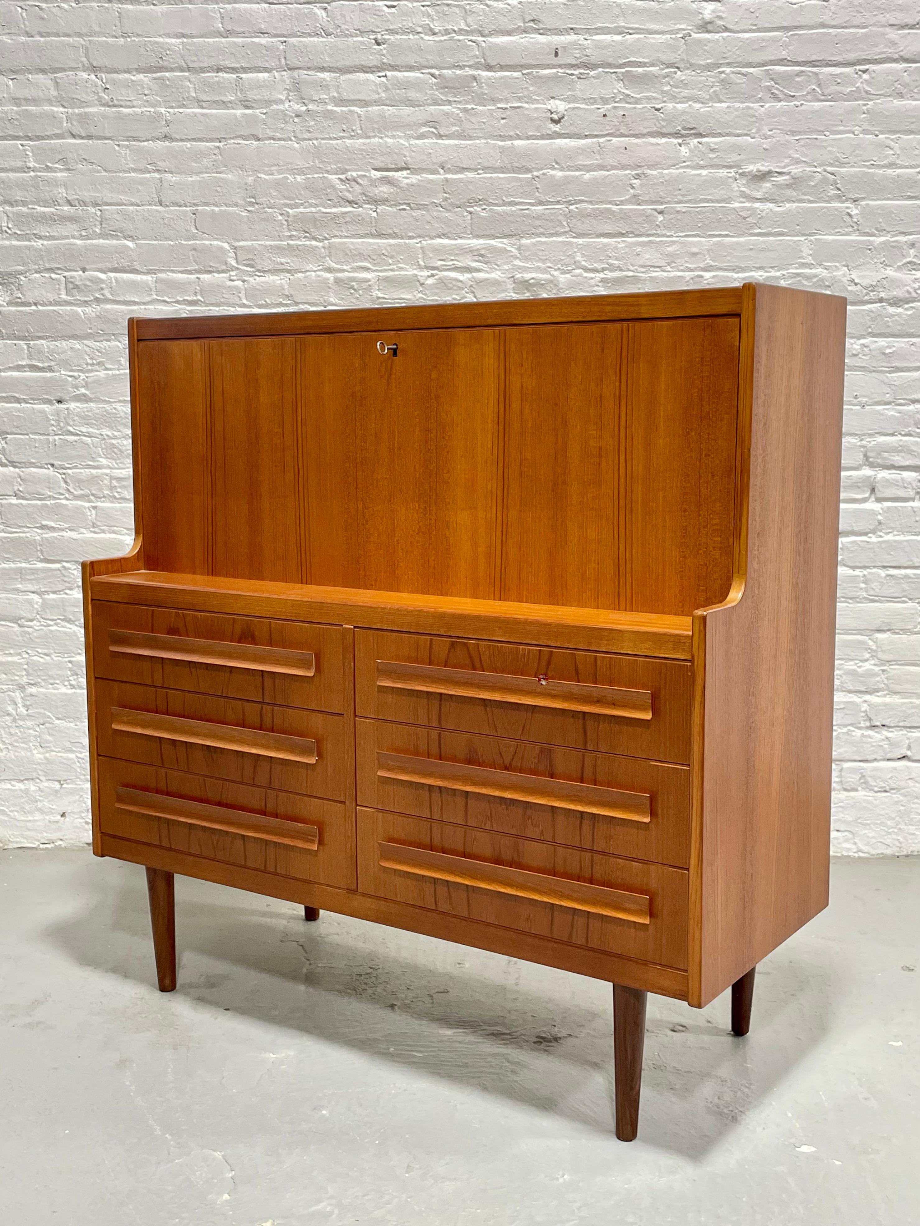 TEAK Mid Century MODERN Secretary DESK + Storage, Made in Denmark, c. 1960's 6