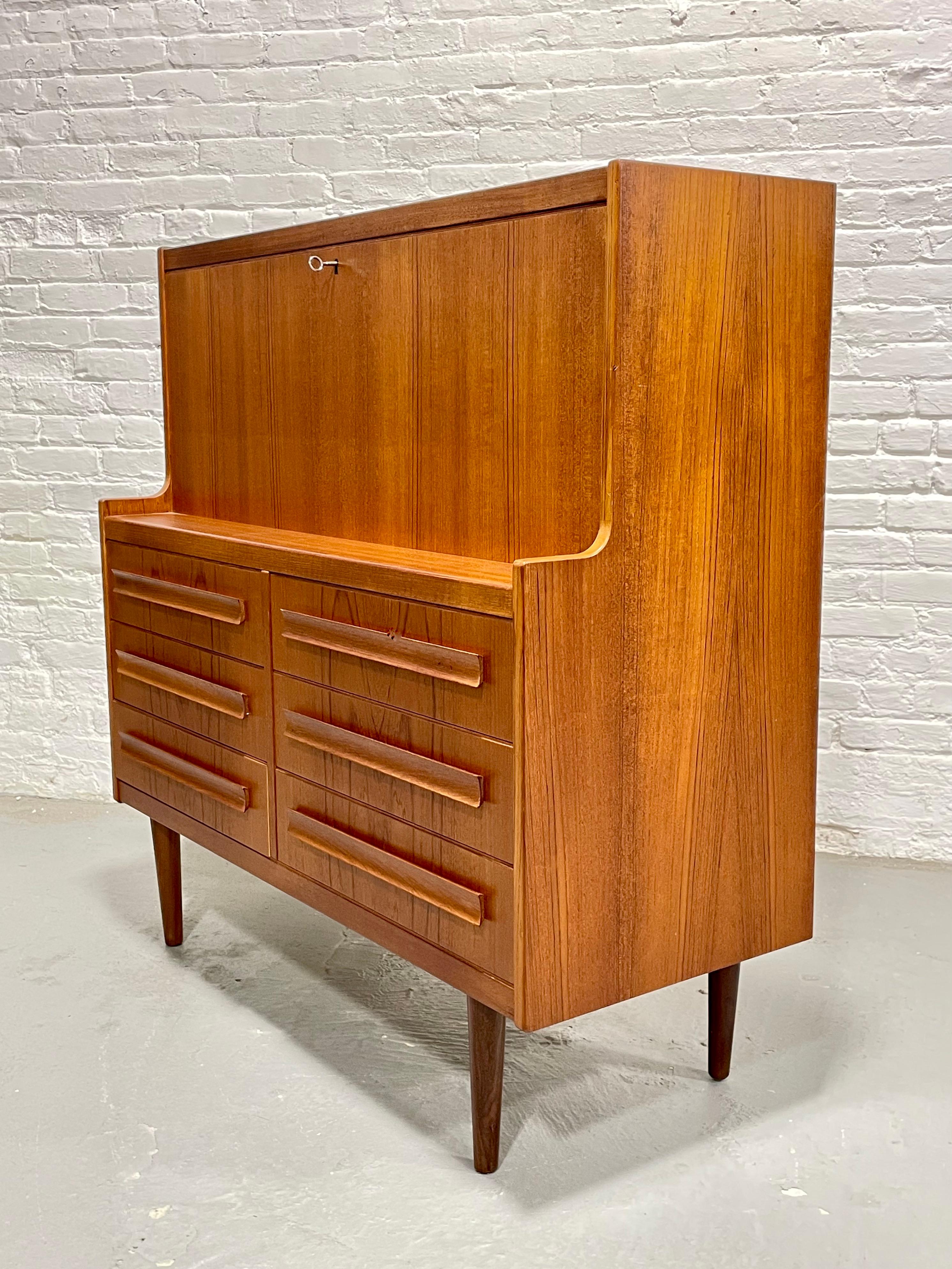 TEAK Mid Century MODERN Secretary DESK + Storage, Made in Denmark, c. 1960's 7