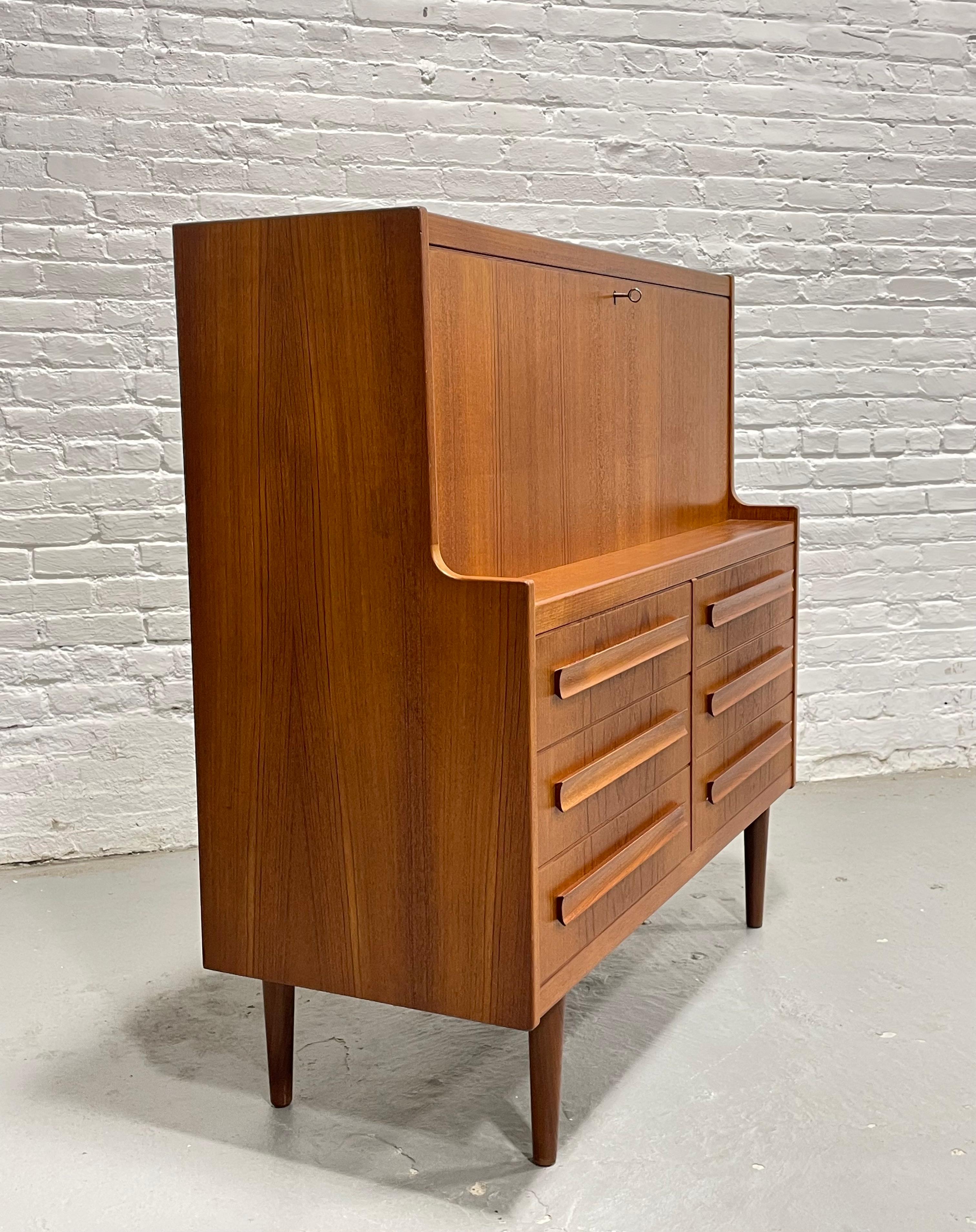 TEAK Mid Century MODERN Secretary DESK + Storage, Made in Denmark, c. 1960's 9